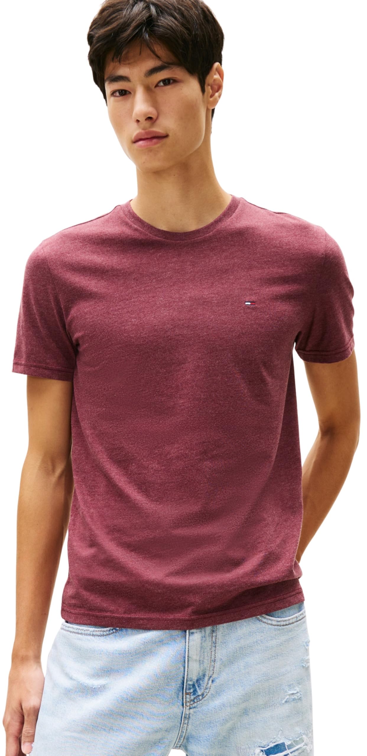 Tommy Jeans Tjm Xslim Jaspe Htr Tee Ext Dm0Dm20363, Maglietta a Maniche Corte, Uomo, Rosso (Red Wine Htr), 4XL