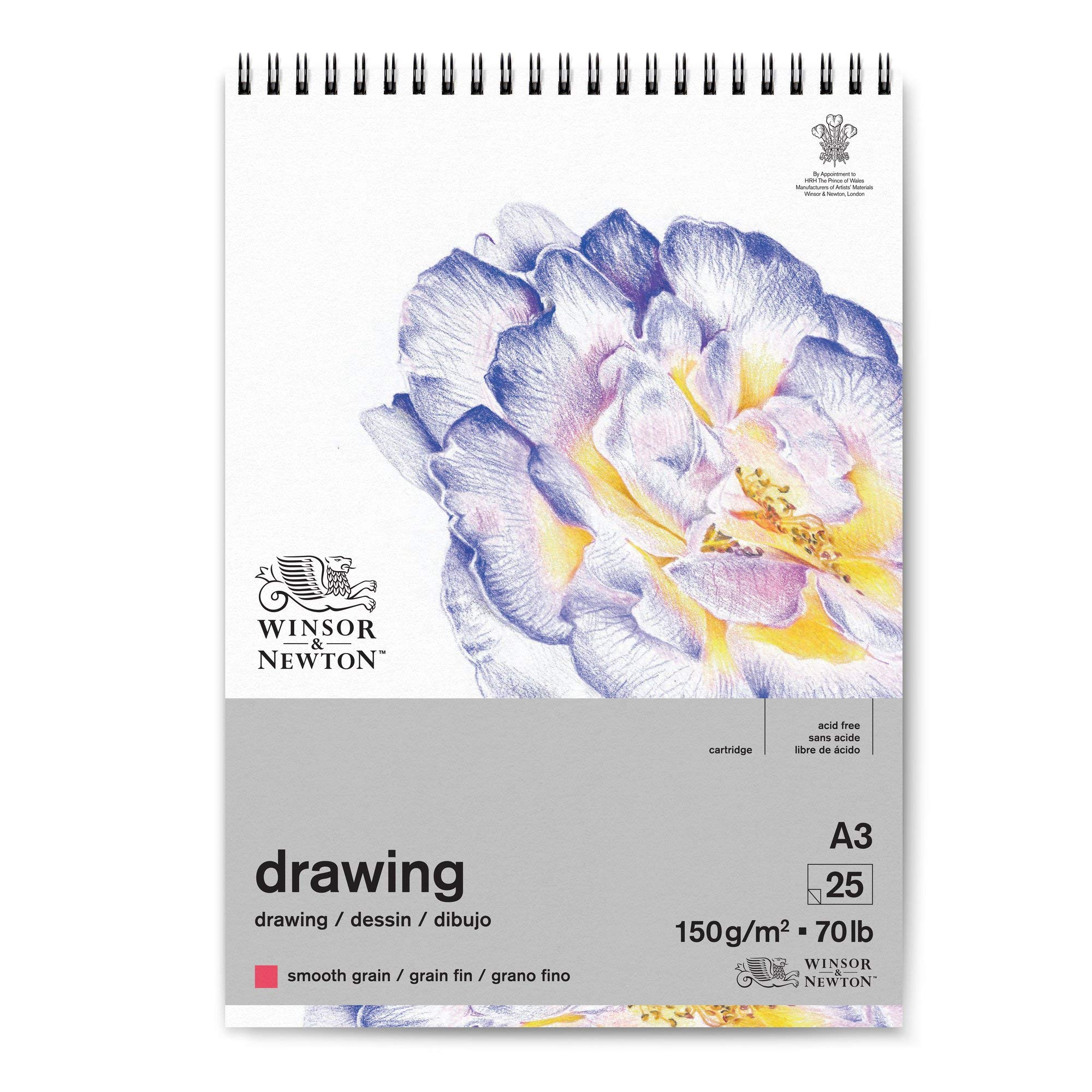 Winsor & Newton : Drawing : Cartridge Spiral Pad : 150gsm : Smooth : 25 Sheet...