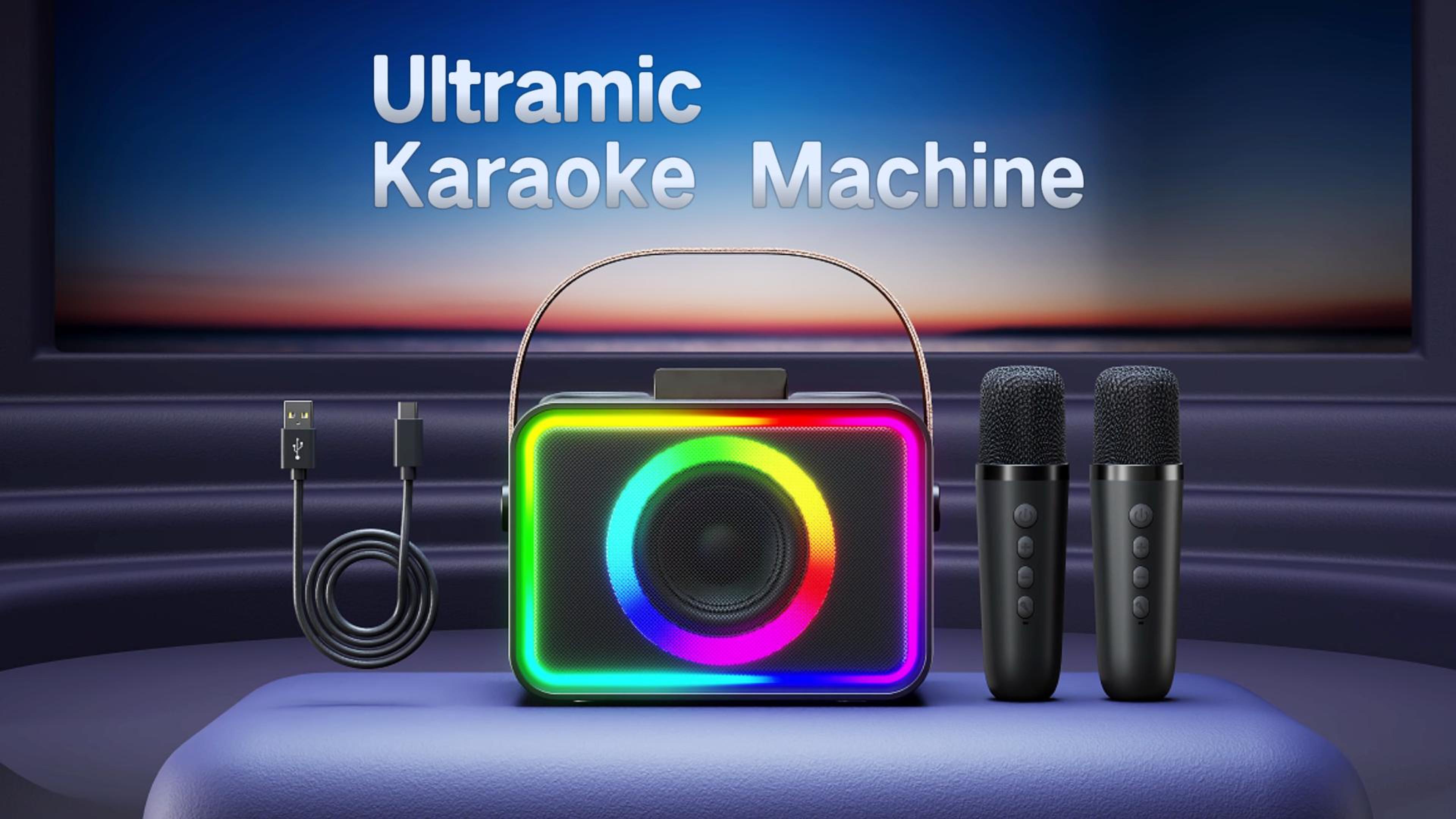 Máquina De Karaoke Portátil Con 2 Micrófonos Inalámbricos - Efectos De Voz, Luces LED Y Bluetooth, Ideal Máquina De Karaoke Portátil Con 2 Micrófonos Inalámbricos - Efectos De Voz, Luces LED Y Bluetooth, Ideal