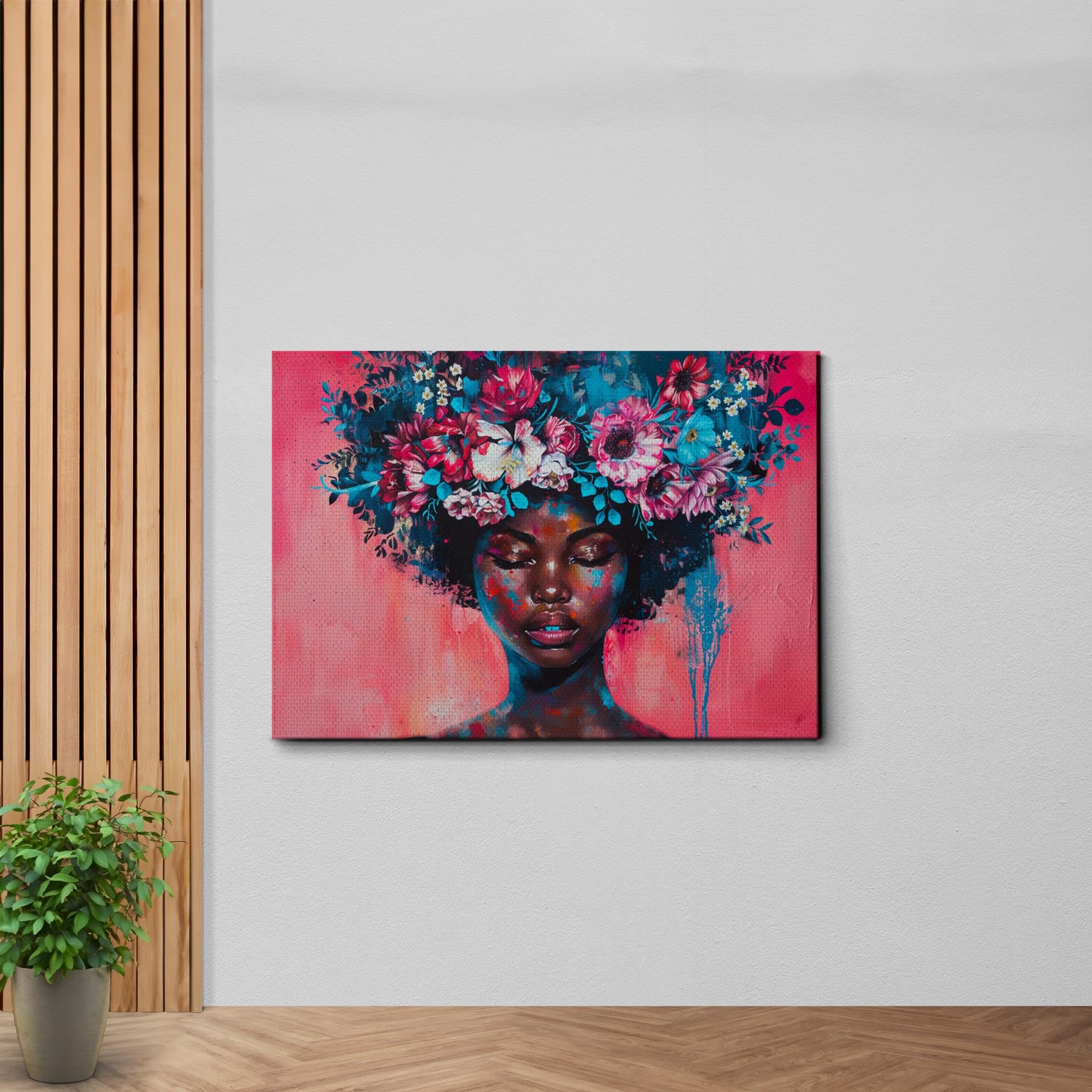 Amazon.com: CanvasNTHV Floral Head Woman Poster, Black Woman Head