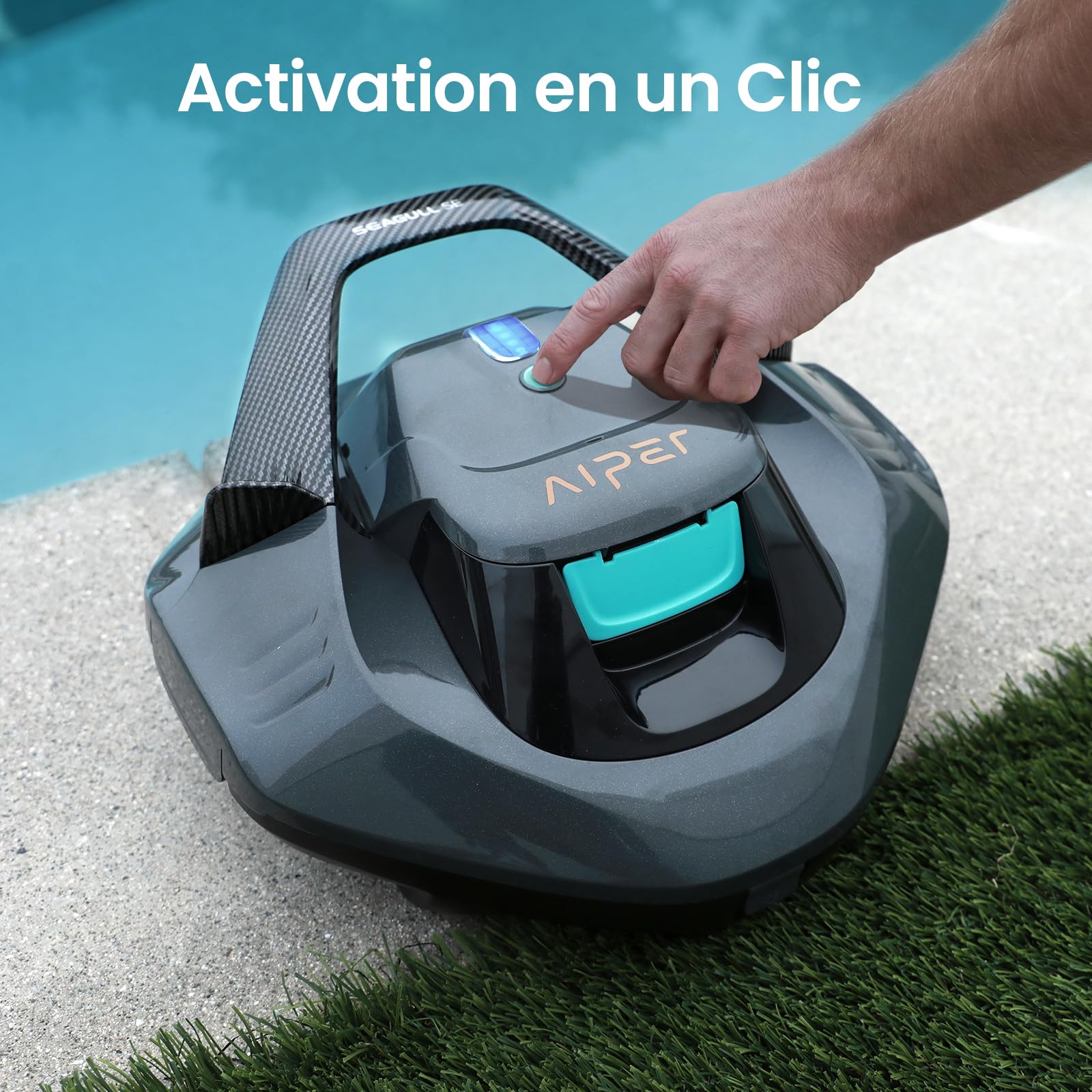 AIPER Robot de Piscine, Aspirateur de Piscine avec 90 Minutes de Fonctionnement, Nettoyeur de Piscine avec Double Moteur D'entraînement, sans Fil, Idéal pour Les Piscines de Moins de 80 Mètres Carrés