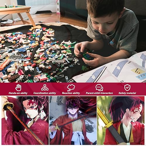Miniatura 5 de Demon Slayer - Juego de construcción de espadas para niños de 8 a 14 años, bloque de construcción de espada Tsugikuni Yoriichi de 39 pulgadas con