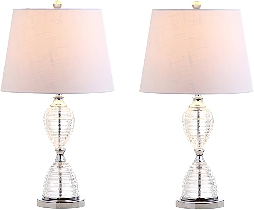 JONATHAN Y JYL2045A-SET2 - Juego de 2 lámparas de mesa Aubrey de cristal LED de 24 pulgadas, lámpara de mesa de noche contemporánea para dormitorio,