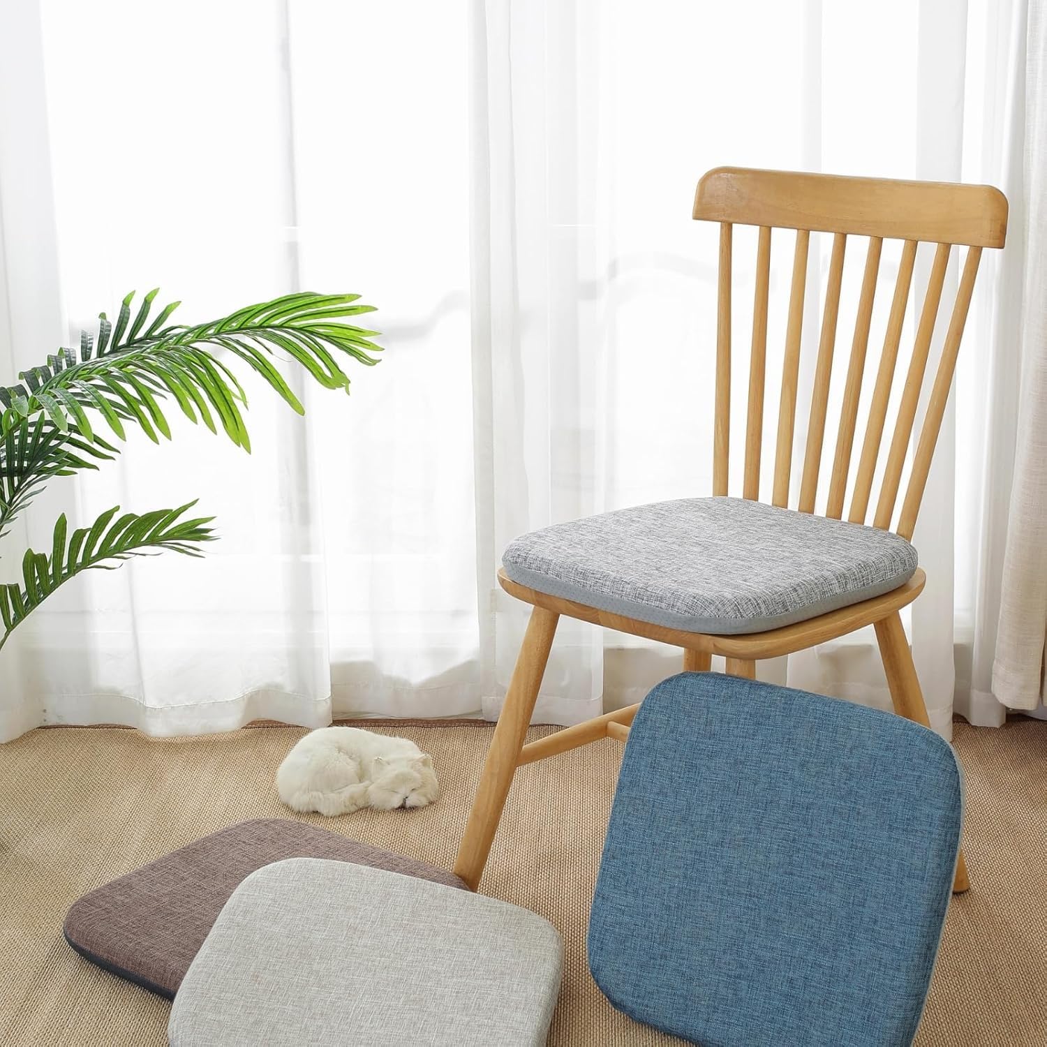 Set di 2 cuscini per sedia in memory foam, lavabili, antiscivolo, per sala da pranzo, cucina e sedie da ufficio