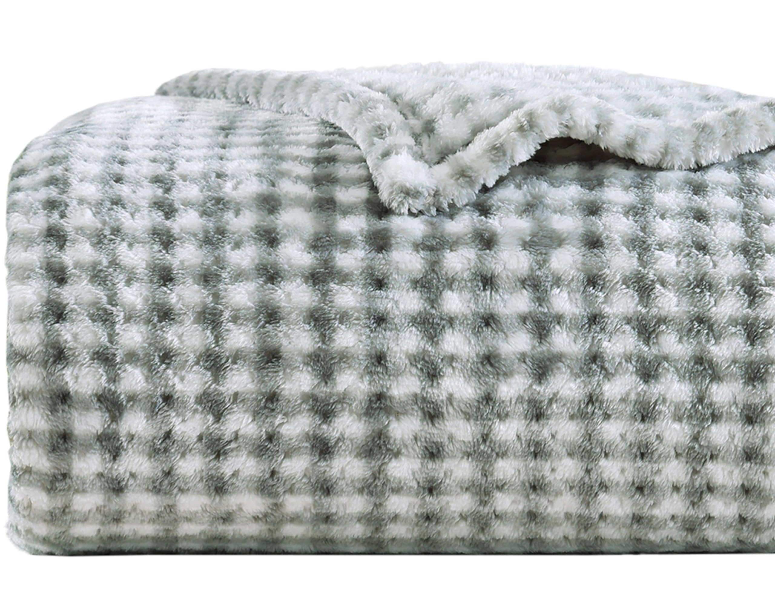 CozyBloom Soft Warm Grey Fleece Throw Blanket