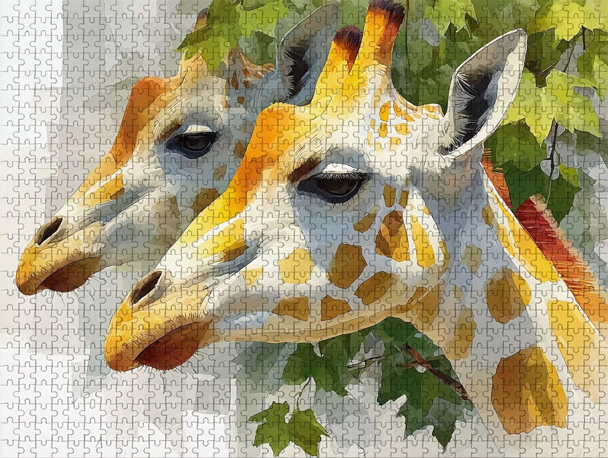 Liście puzzli 3000 sztuk dorosłych, drewniane puzzle żyrafa z pudełkiem 122 x 81 cm, pomysł na prezent dla mężczyzn i kobiet, zabawa dla dorosłych, do gier rodzinnych, gier wyzwań, wykwintne pudełko