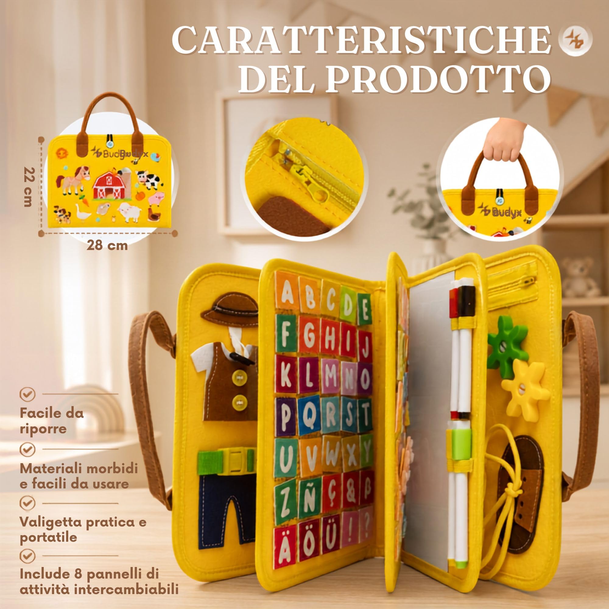 Busy Board Montessori. Panelli Sensoriali per la Motricità fine con Lavagna per Bambino di 2 3 4 5 Anni L'Apprendimento Abilità di Vita Giocattolo Educativo da Viaggioni Regalo di Compleanno