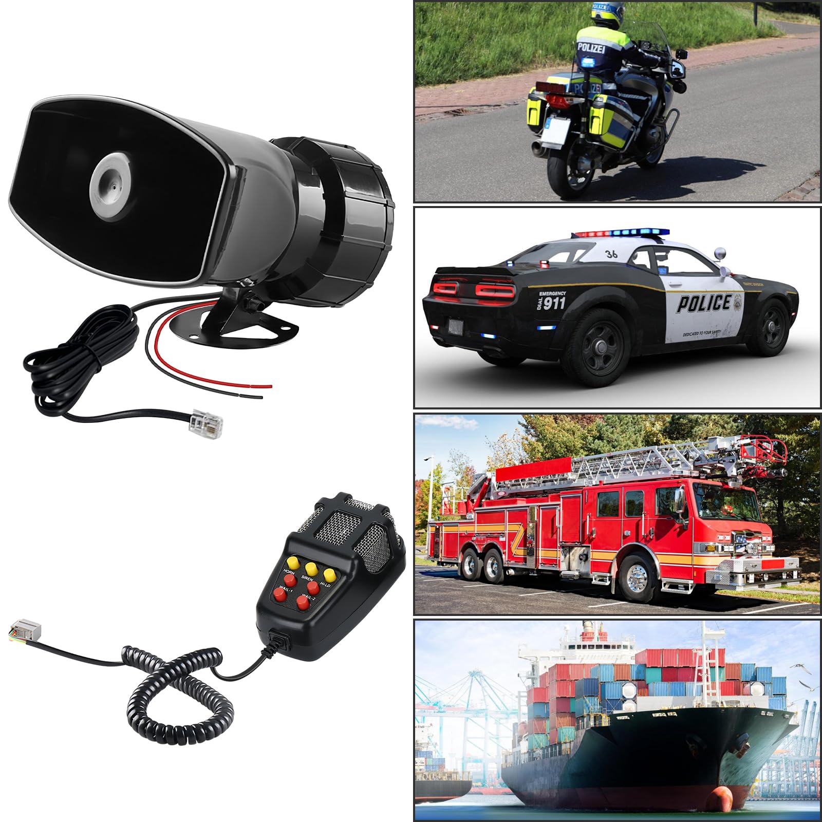 Sirena Autos,12V 100W Sirena Senzas Fili,Audio Autos Sirena,Sirena Per Auto Con 7 Toni,7 Tono Sound Car Sirena,Altoparlante Per Sirena Per Auto,Moto,Camion,Barca