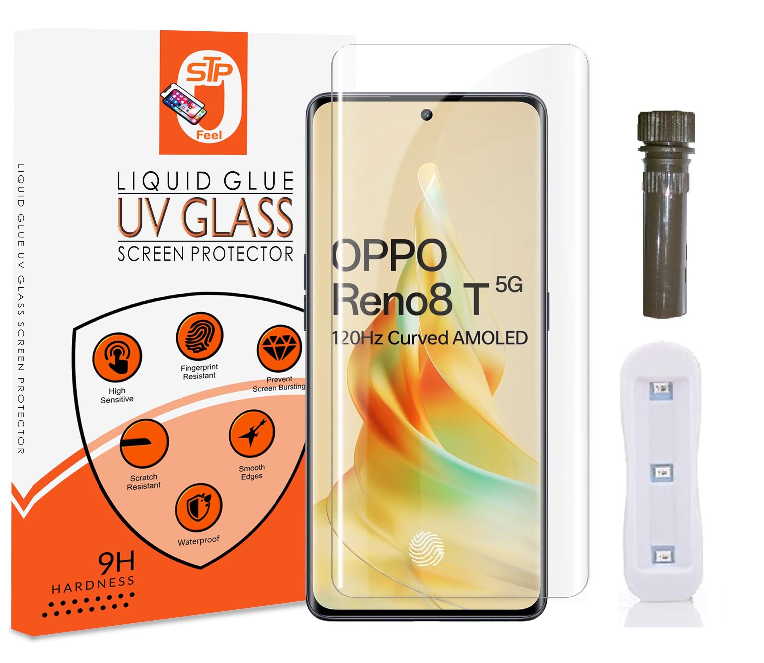 STP FEEL® Premium Curved UV Tempered Glass For Oppo Reno 8T 5G (Transparent, Pack of 1) Advanced Border Less Full Screen Coverage UV Screen Protector Guard with Installation Kit (B0BWNKCNX1) Amazon Price History, Amazon Price Tracker