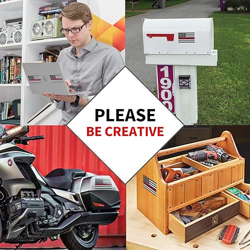 Miniatura 2 de ANLEY Calcomanía de bandera nacional de Estados Unidos de 5 x 3 pulgadas, diseño de rayas reflectantes negras, blancas y rojas, calcomanías para