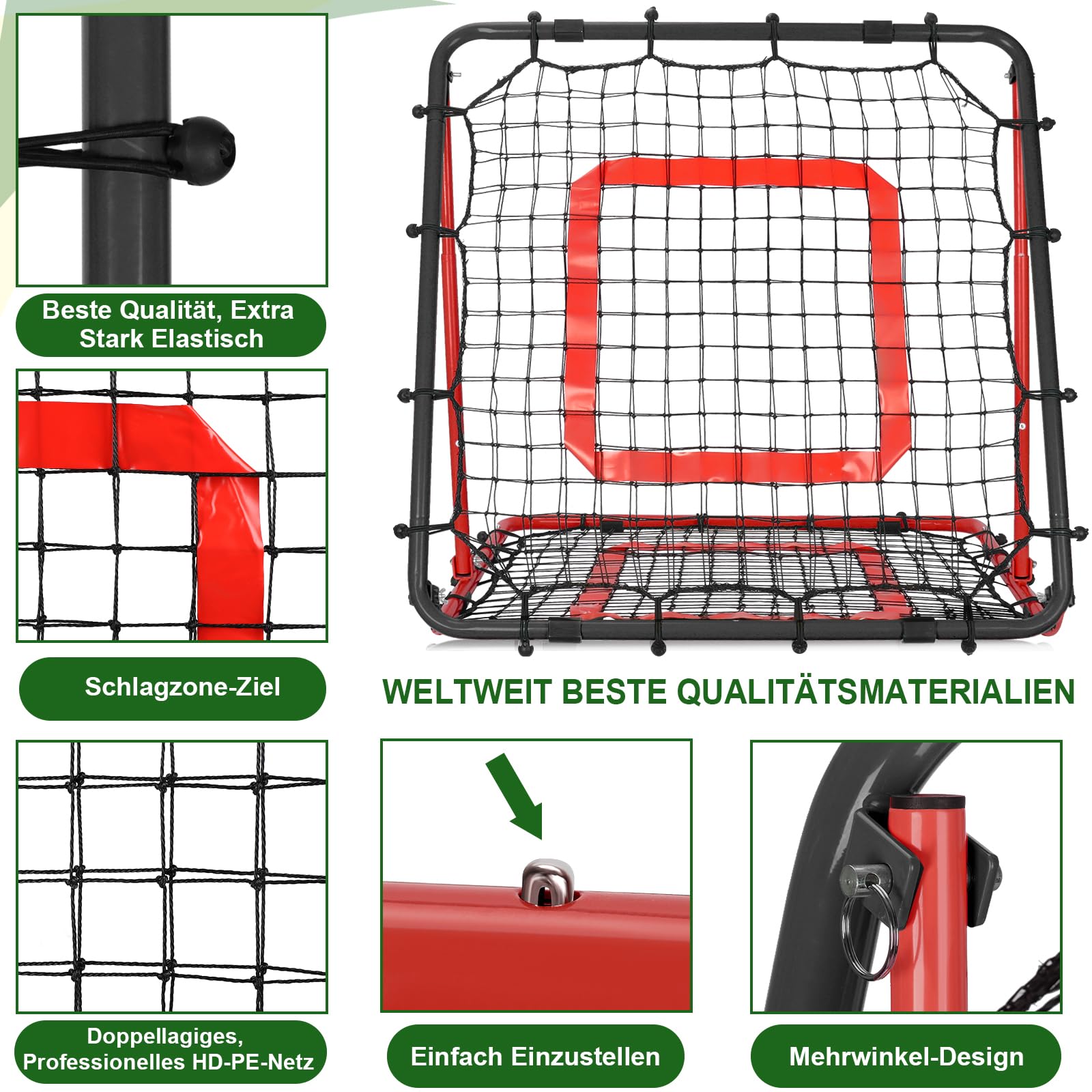 BaseGoal Rebounder für Fußball 85 * 85cm, 8 Winkel Einstellbar