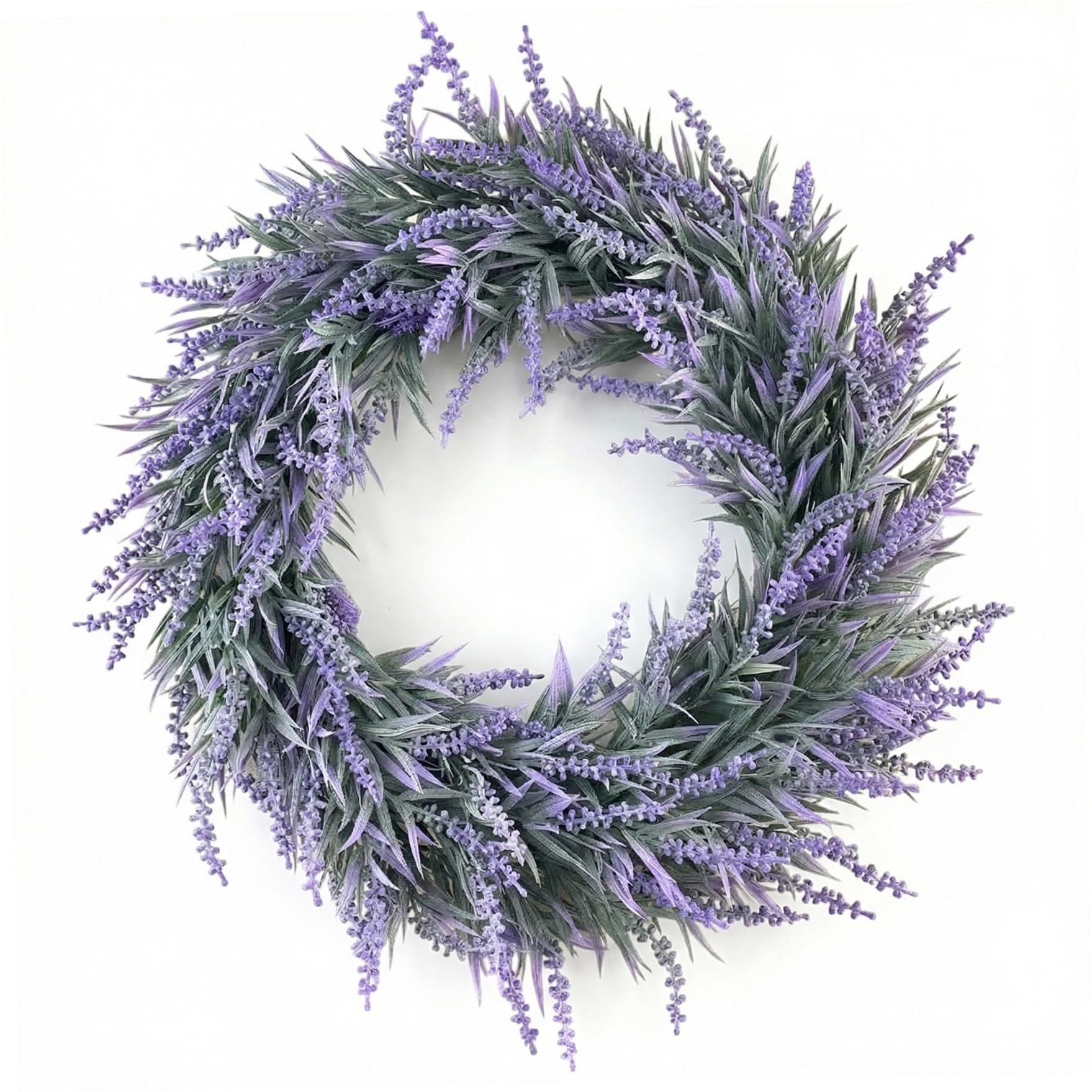 Lavender Wreath 15 Inch Artificial Spring Wreath for Front Door Purple Floral Door Wreaths for Home Decor All Seasons