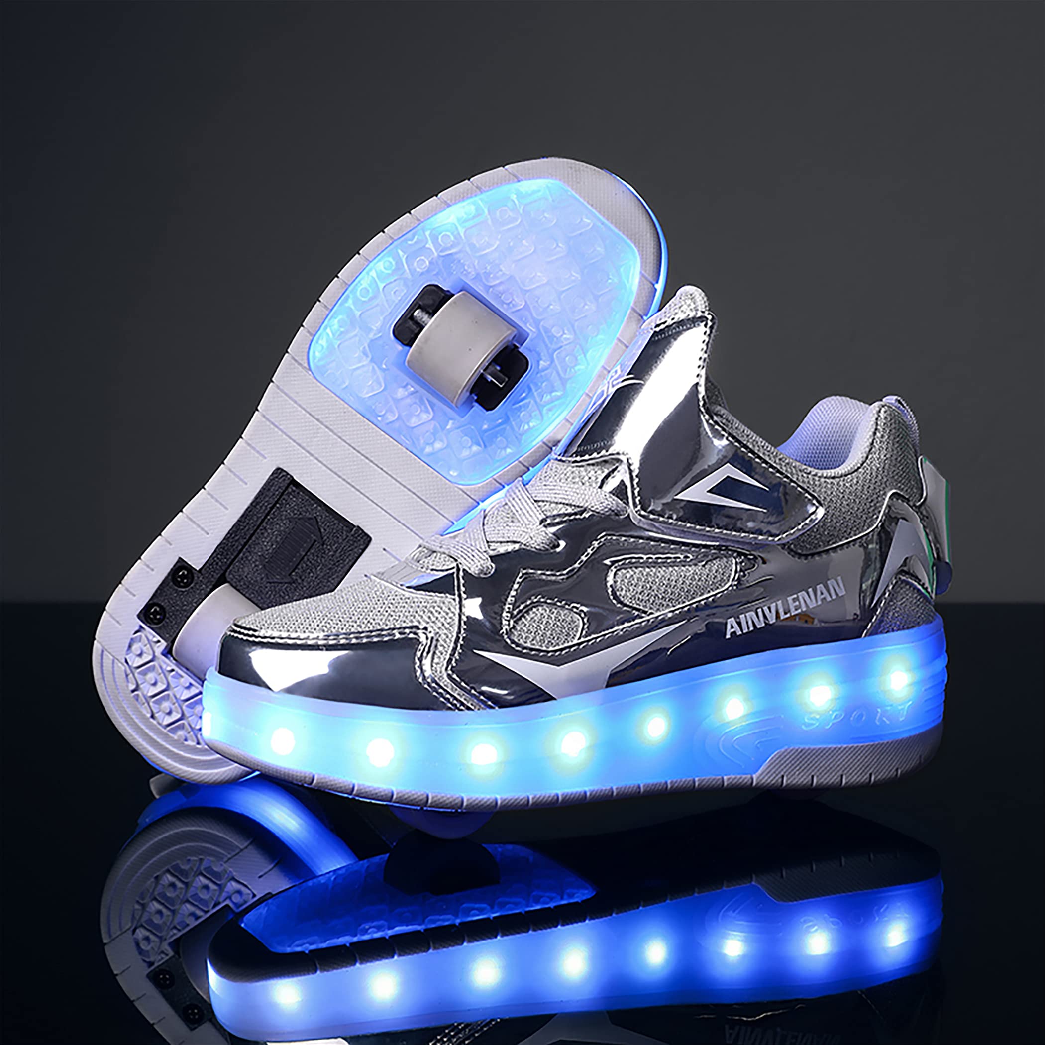 Scarpe con Rotelle LED Luce per Ragazzi e Ragazze, Scarpe con Automatiche Rotelle Retrattile, Outdoor Multisport Ginnastica Running Sneaker per Bambino