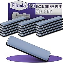 Filzada® 16x Almohadillas de Teflón para Muebles Autoadhesivo - 70 x 19 mm (Cuadrado) - Deslizadores Profesionales de Muebles/Deslizadores de alfombras PTFE (Teflón)