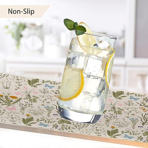 Miniatura 4 de Juego de 6 manteles individuales de flores silvestres, manteles individuales vintage con plantas de jardín, hierbas, flores, botánicos,