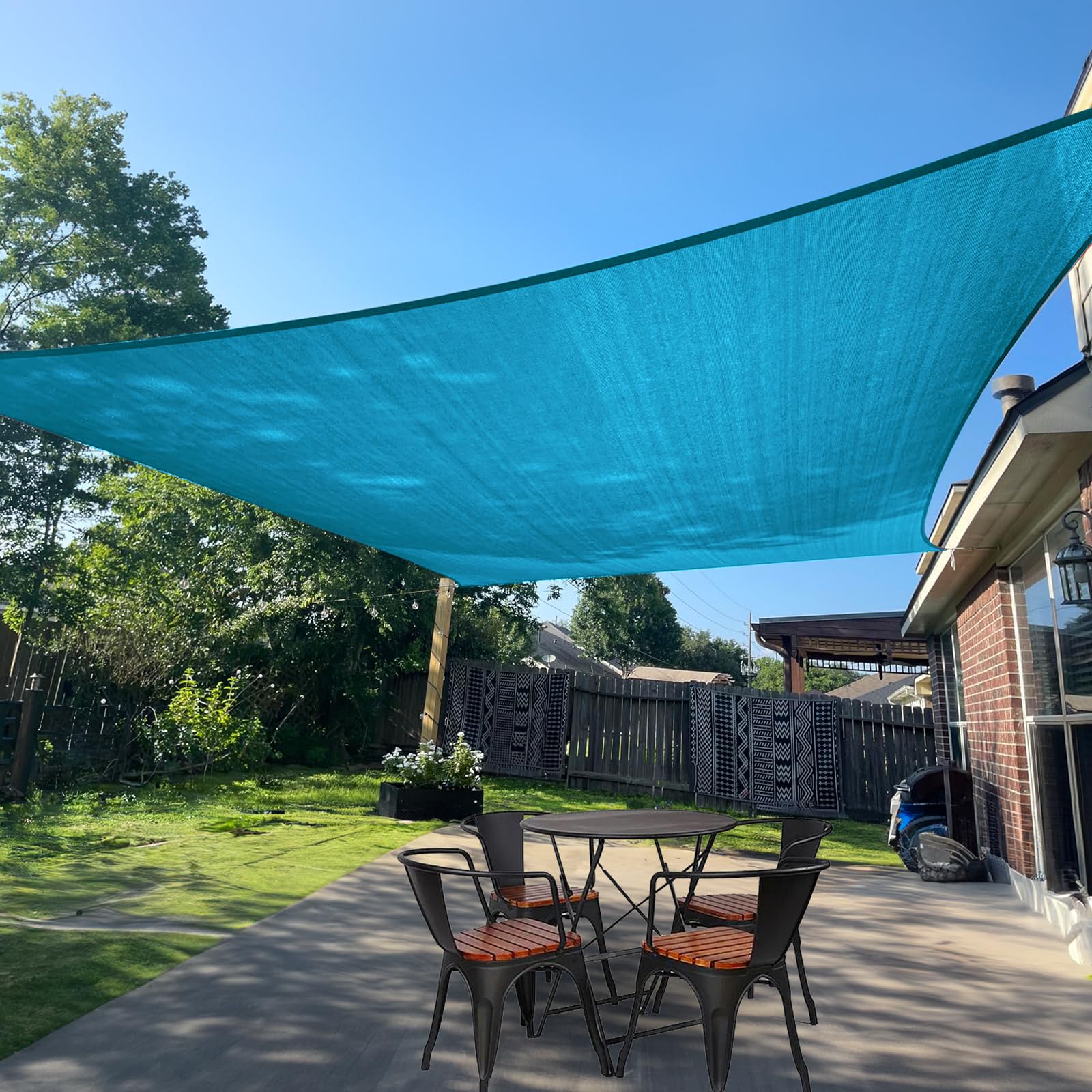 SUNLAX Sun Shade Sail 6' x 8' Turquoise Blue Rectangle Canopy Sail Shade Cover UV Block Permeable Sunshade Outdoor for Patio Backyard Deck Pergola (We
