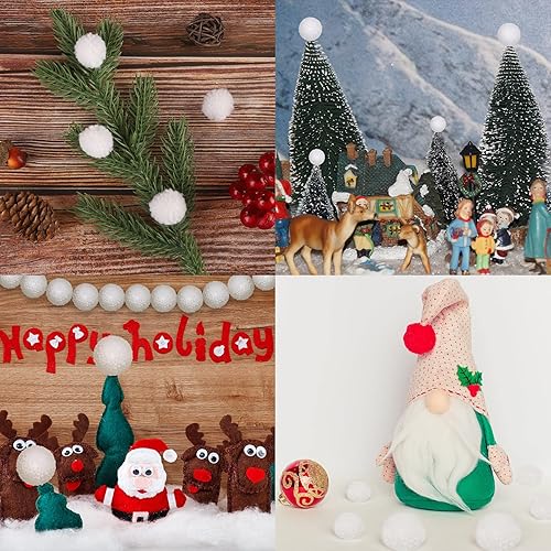 Miniatura 7 de El juego de 30 pompones de hilo incluye 20 pompones de 1 pulgada, 10 bolas de pompón de 1.5 pulgadas para manualidades de Navidad, bolas de pompones