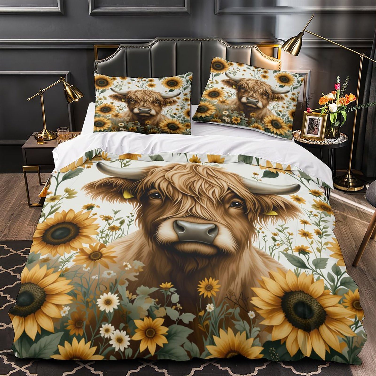 Parure de lit respirante Highland Cow contre la transpiration nocturne lit simple 135x200