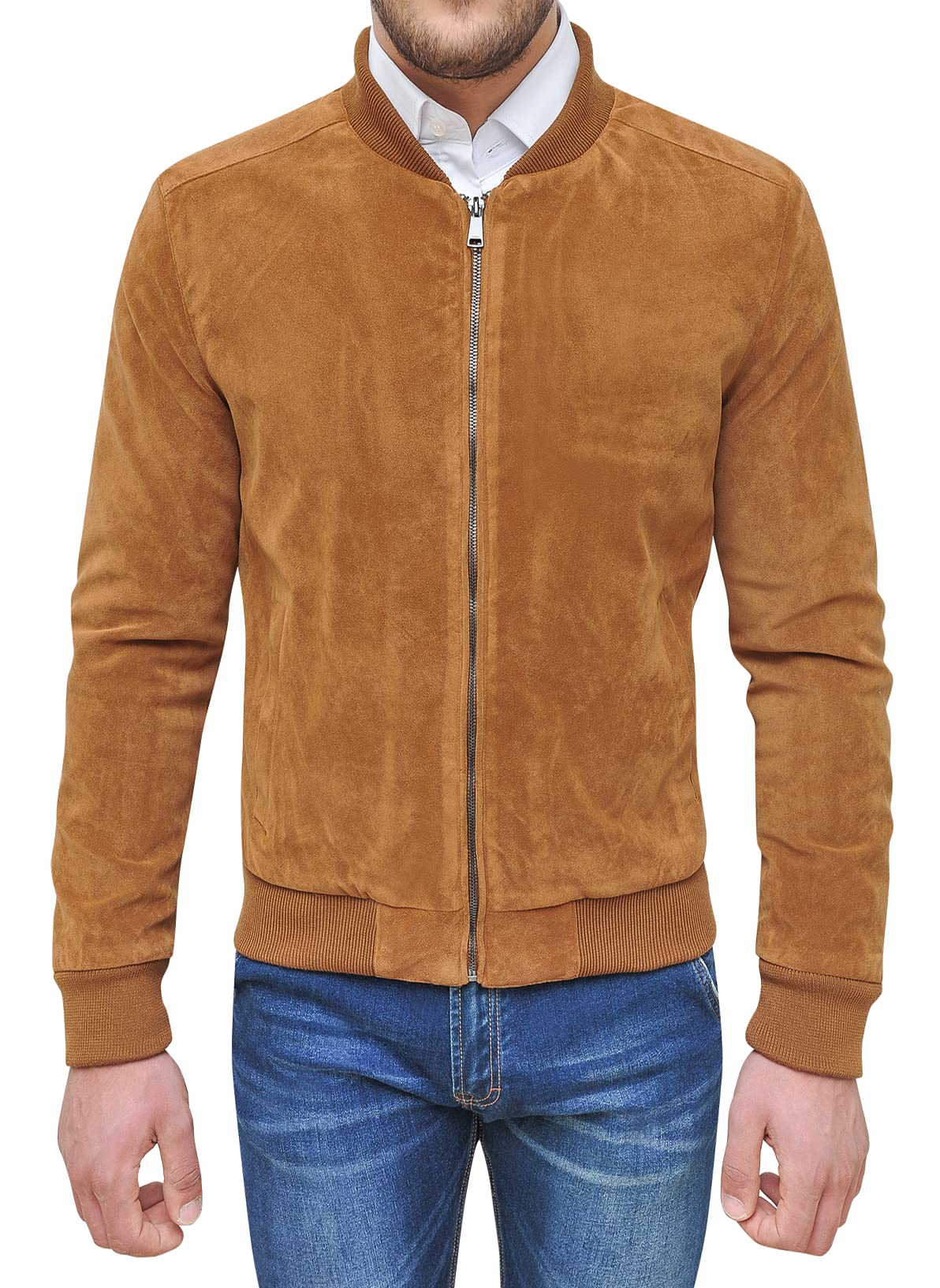 Evoga Cappotto Giacca Uomo Scamosciato Slim Fit Giubbotto Trench Autunno Inverno