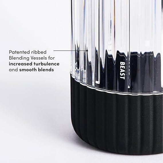 The Beast Mini Blender | Mini Countertop Kitchen Blender | Blend Smoothies and Shakes, Dressings, Sauces, Dips | Straw Cap and Straws Included | 600W (Carbon Black)