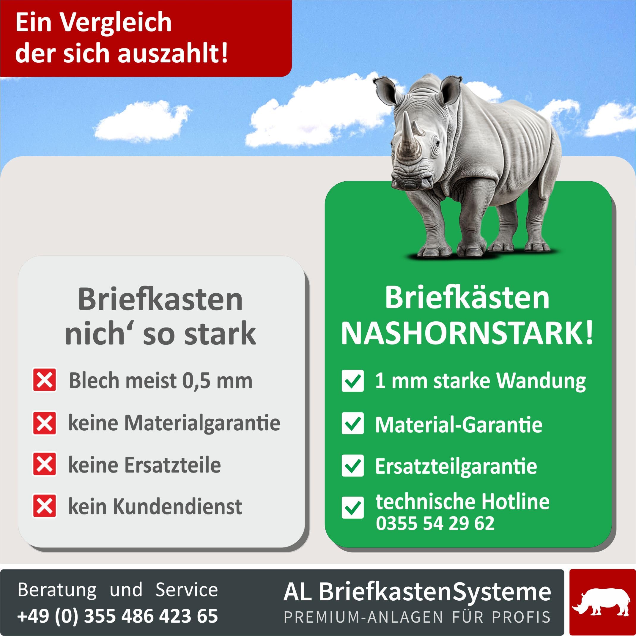 AL Briefkastensysteme Laser-Line 1er Briefkasten personalisiert mit Namen + Hausnummer - Postkasten Anthrazit RAL 7016 modern mit Zeitungsfach Gravur & Absenkautomatik für Wand- & Zaunbriefkasten