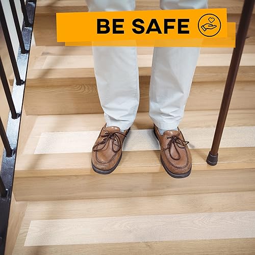 Miniatura 6 de Cinta de agarre adhesiva de seguridad para uso en escaleras, exteriores e interiores, transparente, 4 pulgadas x 35 pies, calcomanías