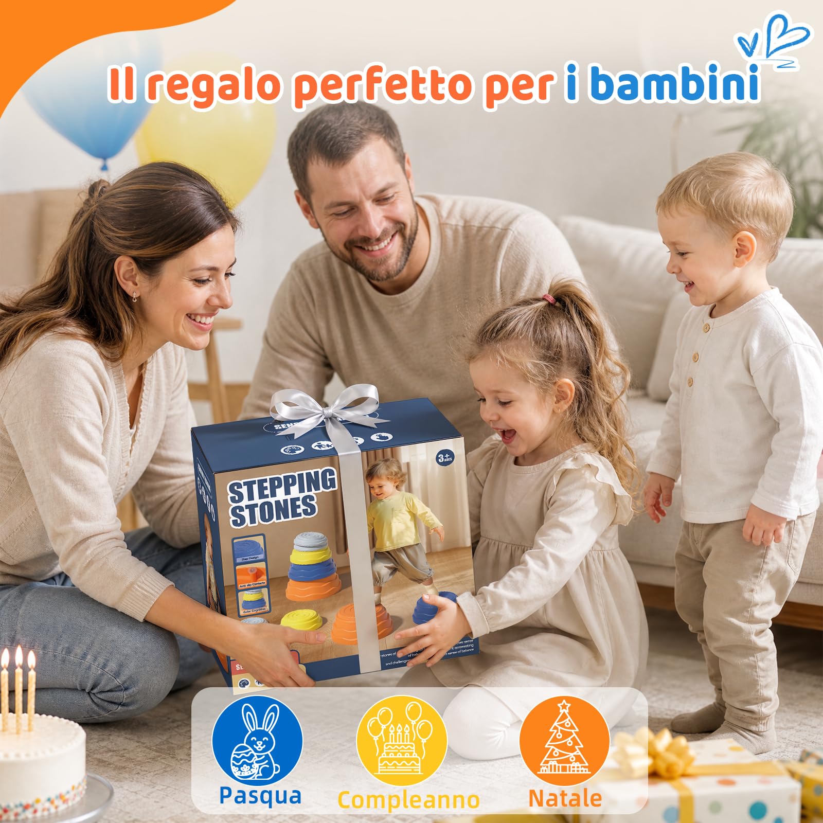 Rtomy Stapelstein, Pietre Equilibrio Bambini, Stepping Stones Giochi da Esterno e Interno, Antiscivolo e Silenzioso, Favorise Equilibrio e Coordinazione, Regalo Bambini 3 4 5 6 Anni