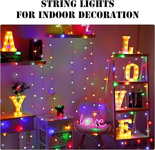 Miniatura 3 de LiuZpatial - Luces de Navidad inteligentes para interiores, 33 pies, 100 luces LED con forma de globo enchufable, aplicación y control remoto,