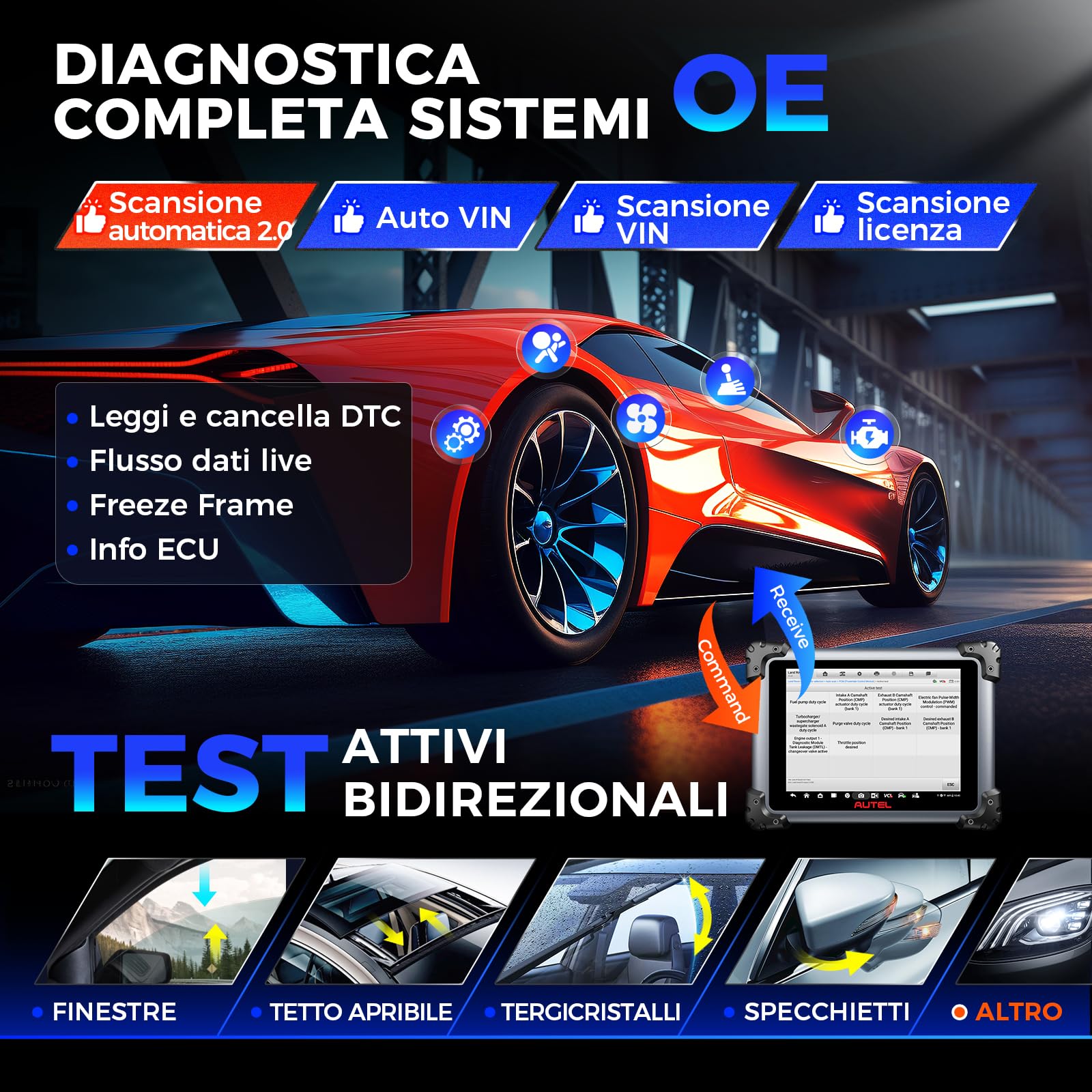 Autel MaxiSYS Elite II PRO OBD2 Auto Diagnostica: 2 Anni Aggiornamento[€2590] Diagnosi Auto Professionale, J2534 Programmazione e Codifica, Su di MS908S Pro II, 40+ Servizio, 3K+ Test Attivi, FCA SGW