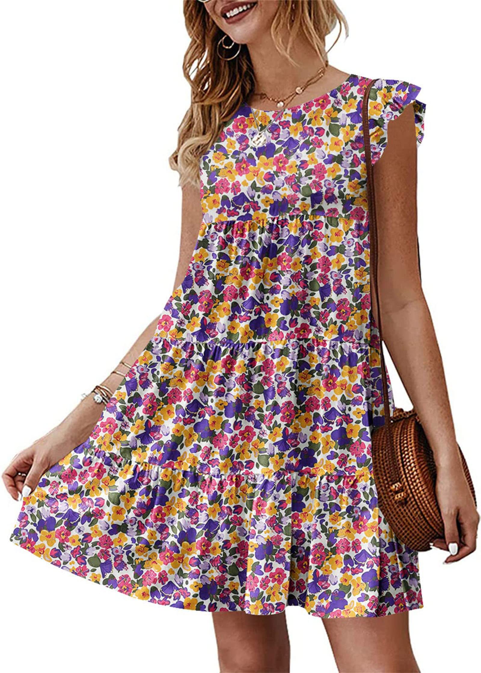 KIRUNDO Summer Dresses for Women Sundress Babydoll Dress