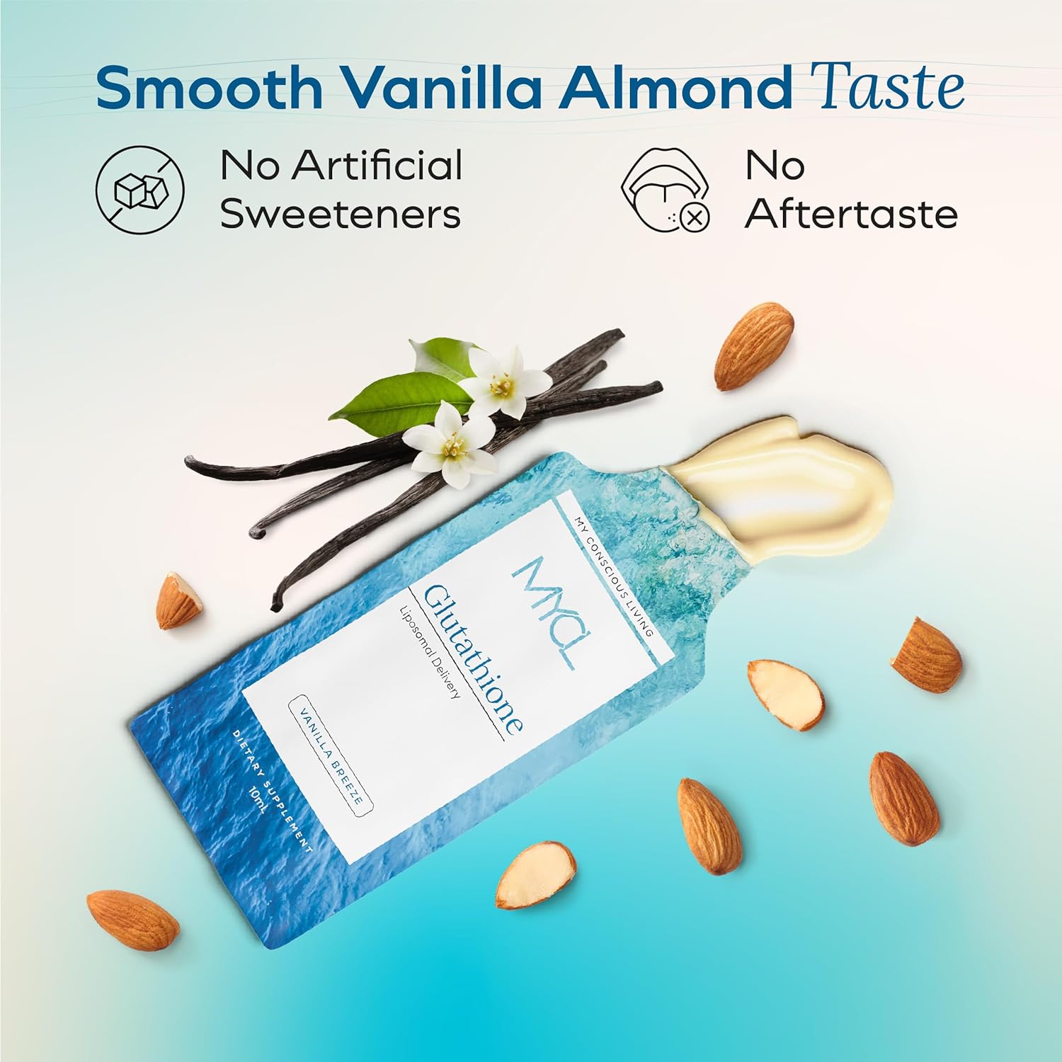 Liposomal Glutathione Supplement Squeeze Packs – Vitamin E and MCT Oil – Skin, Hair and Nail Health– High Absorption - Vanilla Almond – 30 Single-Serve Packets - Image 6