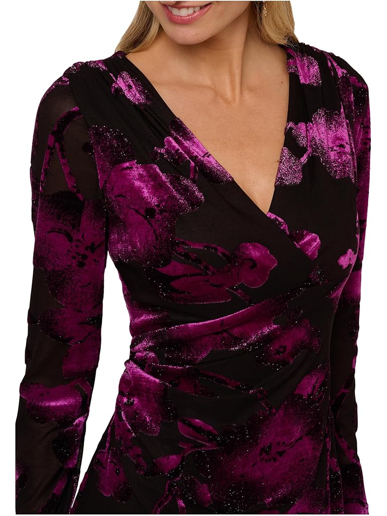 Navy Adrianna Papell Surplus Velvet Midi Dress