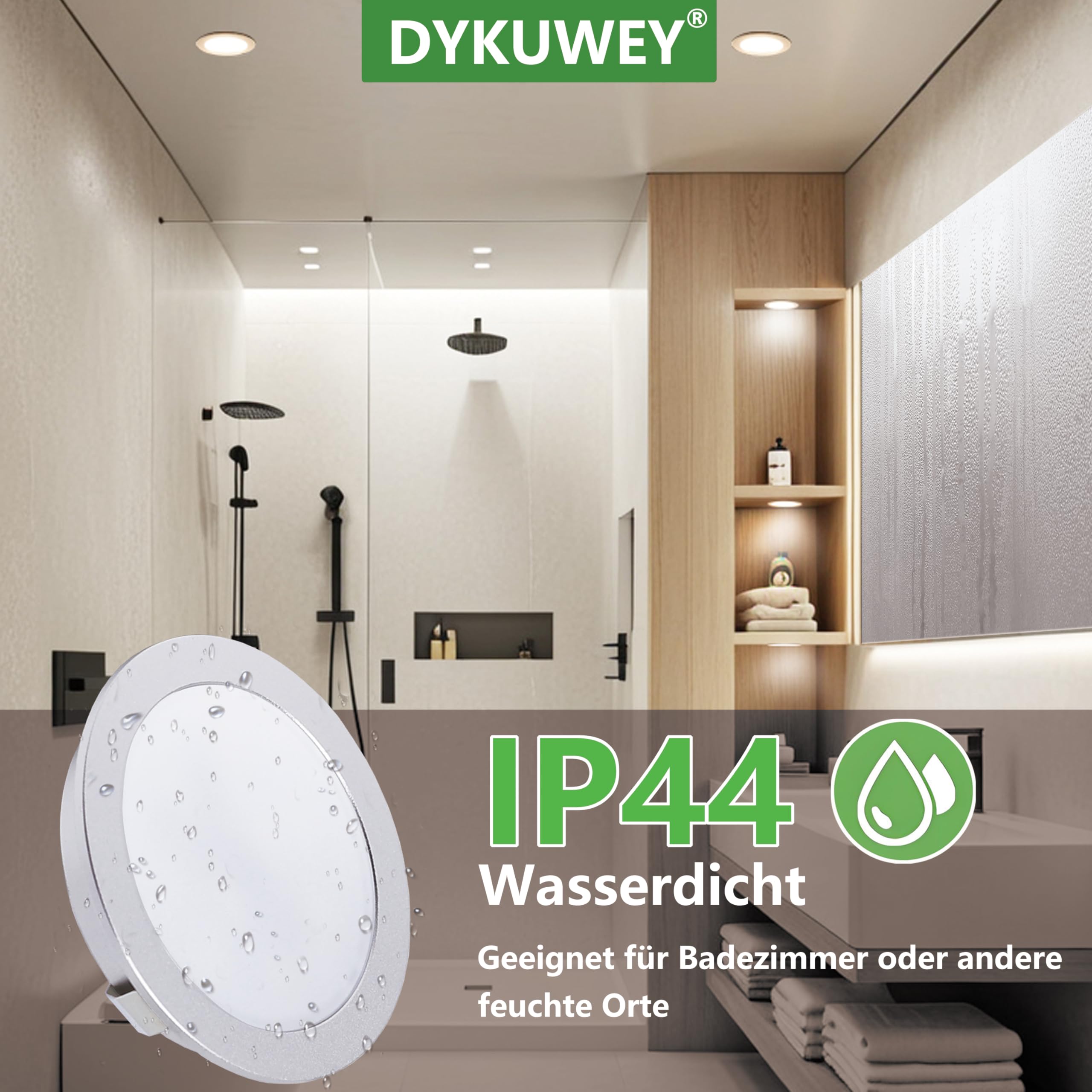 Faretto da incasso a LED, 4 W, bianco caldo, bianco neutro, 12 V, dimmerabile, diametro foro 60 mm e 12 mm, IP44, faretto da incasso per roulotte, cucina, con trasformatore da 230 V, set da 4 pezzi