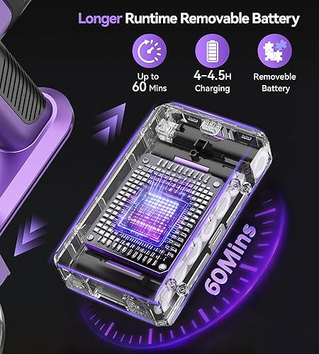 Miniatura 8 de S10 Aspiradora inalámbrica, 55 kPa, 60 minutos, aspiradora ligera con potente succión para el hogar, recargable, autosuficiente, aspiradoras de mano