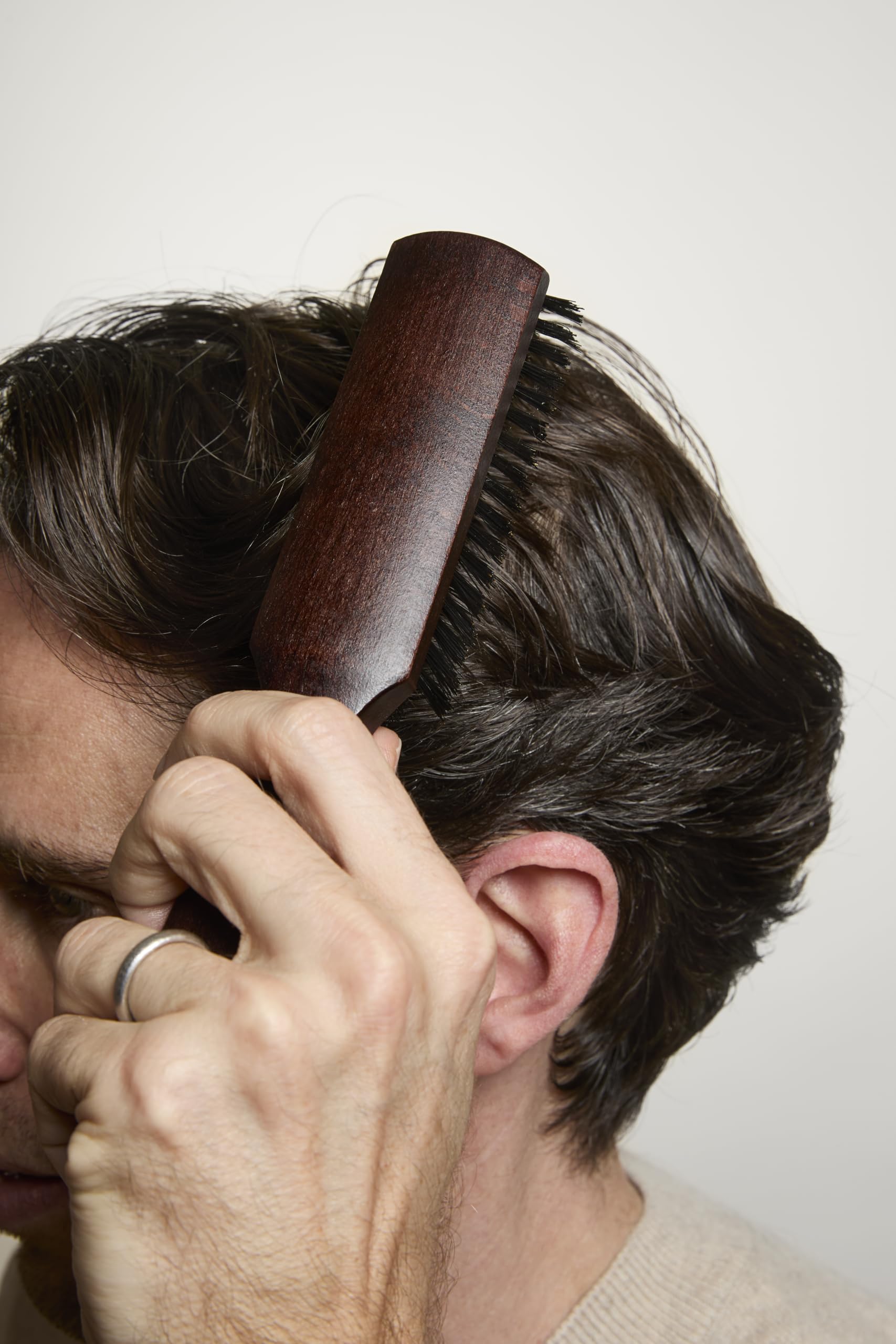 Plisson – Cepillo de pelo para hombre, cepillo plano tradicional, madera natural, 100% puro pelo de jabalí – Fabricación francesa