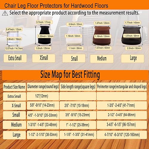 Miniatura 2 de Protectores de suelo de silicona pequeños para patas de silla, para patas de silla de 0.8 a 1.3 pulgadas, tapas de patas de silla, fundas para patas