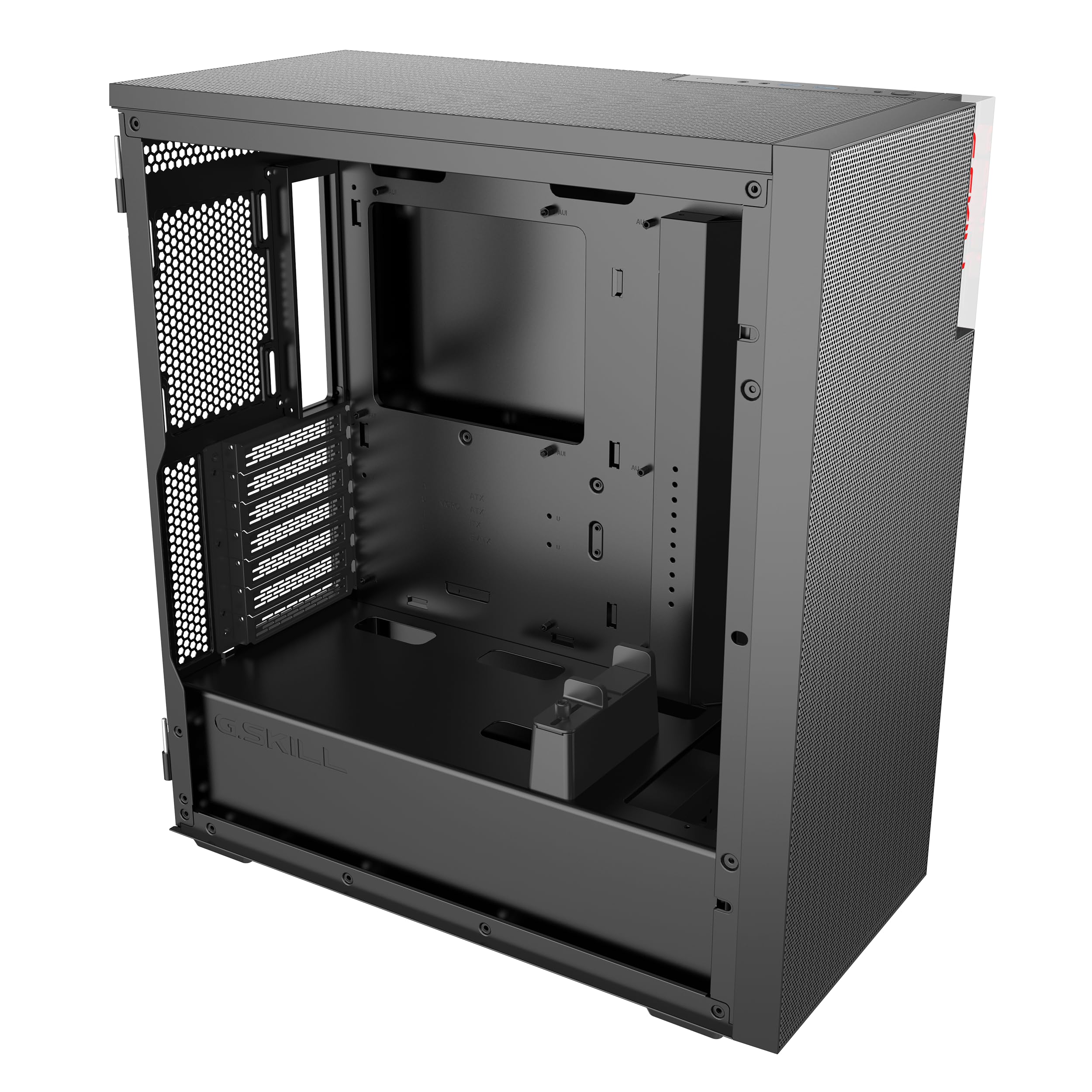 G.SKILL MD1 Caja ATX de media torre con panel lateral de vidrio templado, panel frontal de malla - negro (GC-AKGW1-MD1)