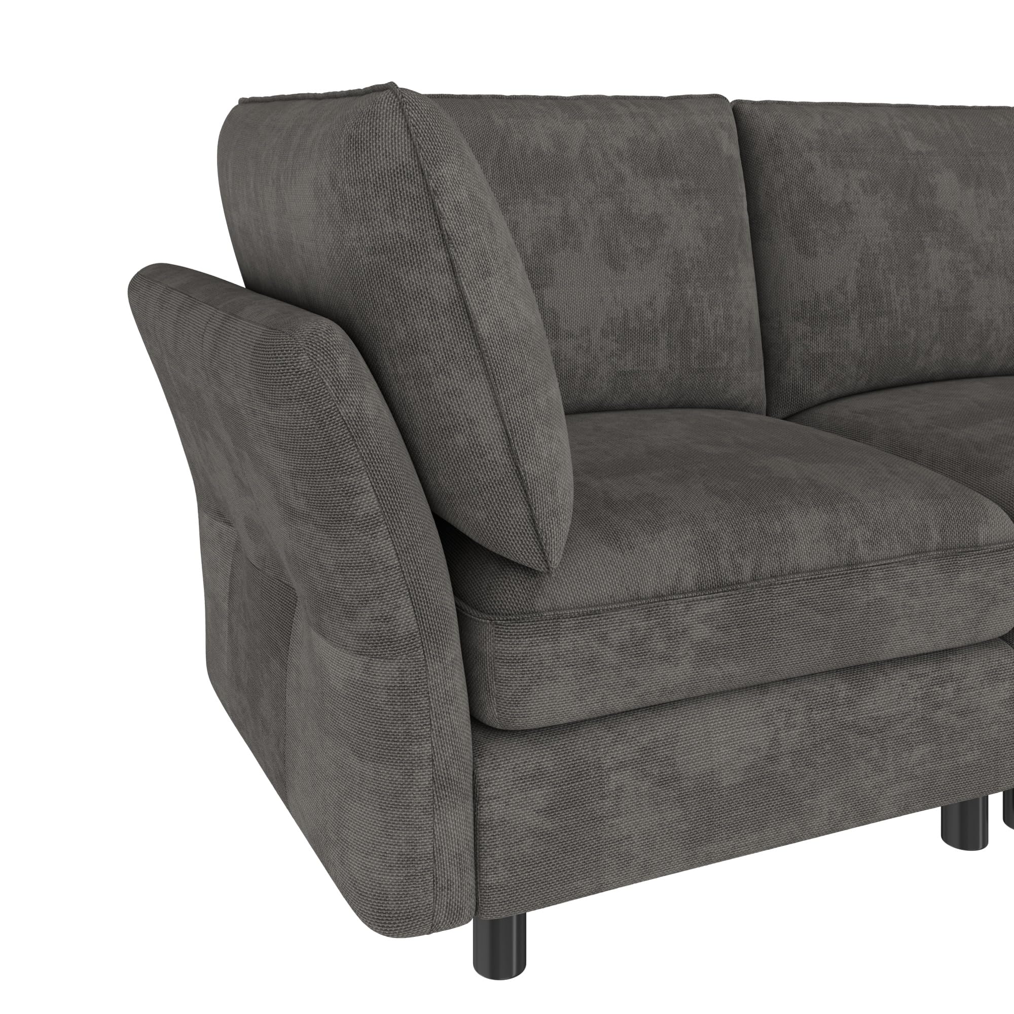 Idemon Sofá esquinero modular en forma de U/L, sofá de 6 plazas con taburete de almacenamiento, diseño de nube, tela de chenilla, adecuado para salón, apartamento y dormitorio, color gris.