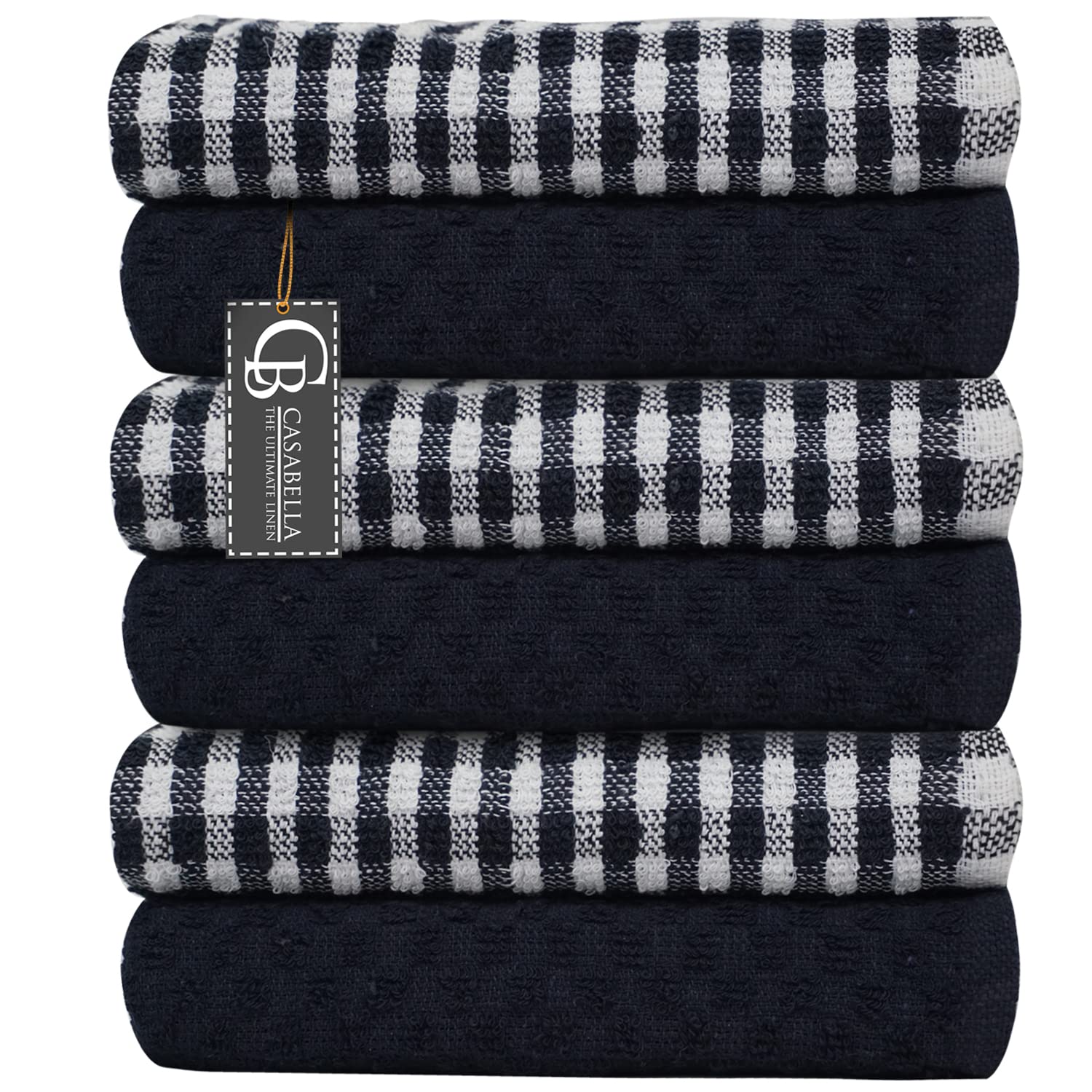 Casabella Navy Pack Of Terry Towelling Cotton Kitchen Tea Towels. Soft Kitchen Tea Towels Set, Highly Absorbent Dish Towels & Bar Towels Unbeatable Price (6 Pieces Set, Green) Size 6