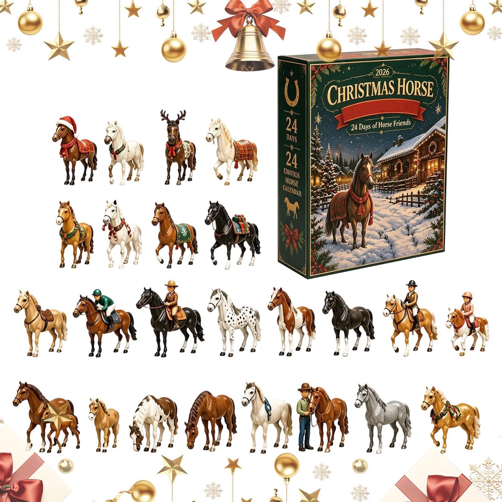 Conto alla rovescia per Natale Calendario 3D a forma di cavallo figurine
