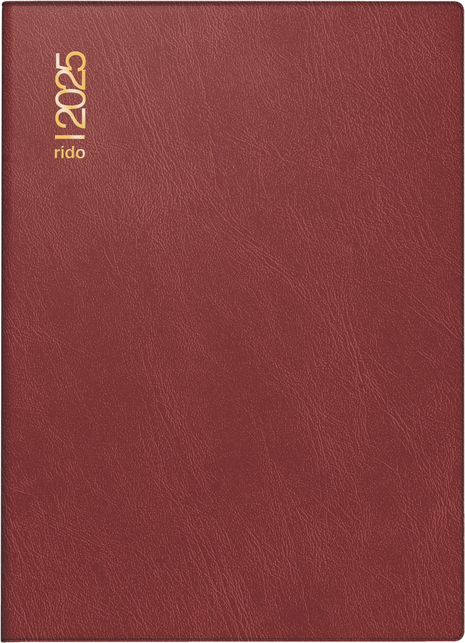 rido/idé Pocket Diary Model Technik III (2025), 1 Page = 1 Day, A6, 384 Pages, Foam Film Cover Catana, Bordeaux