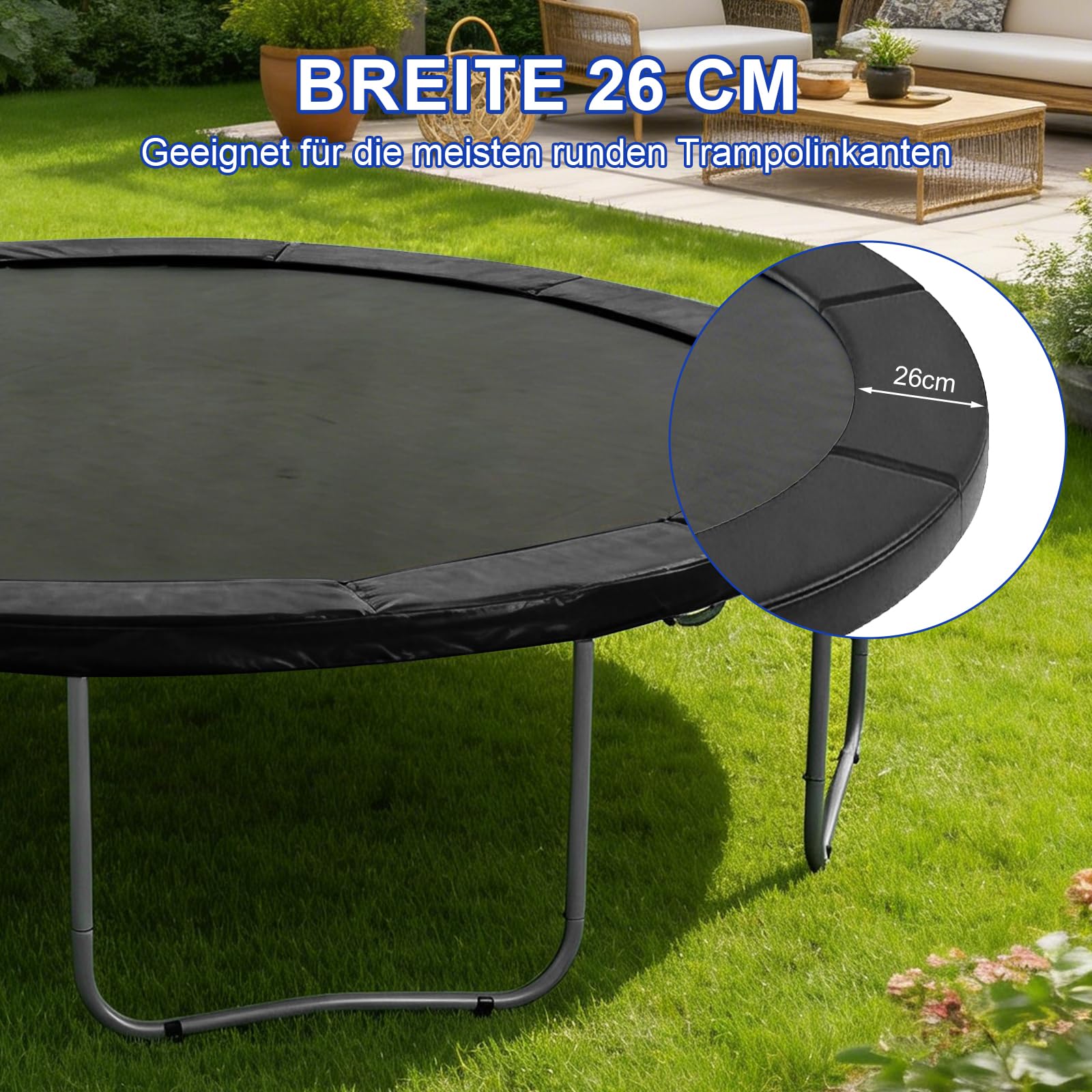 Storystore Trampolin Randabdeckung 306cm Außendurchmesser Federabdeckung Trampolin Umrandung Wetterbeständig UV-beständig Reißfest Trampolinzubehör Randschutz