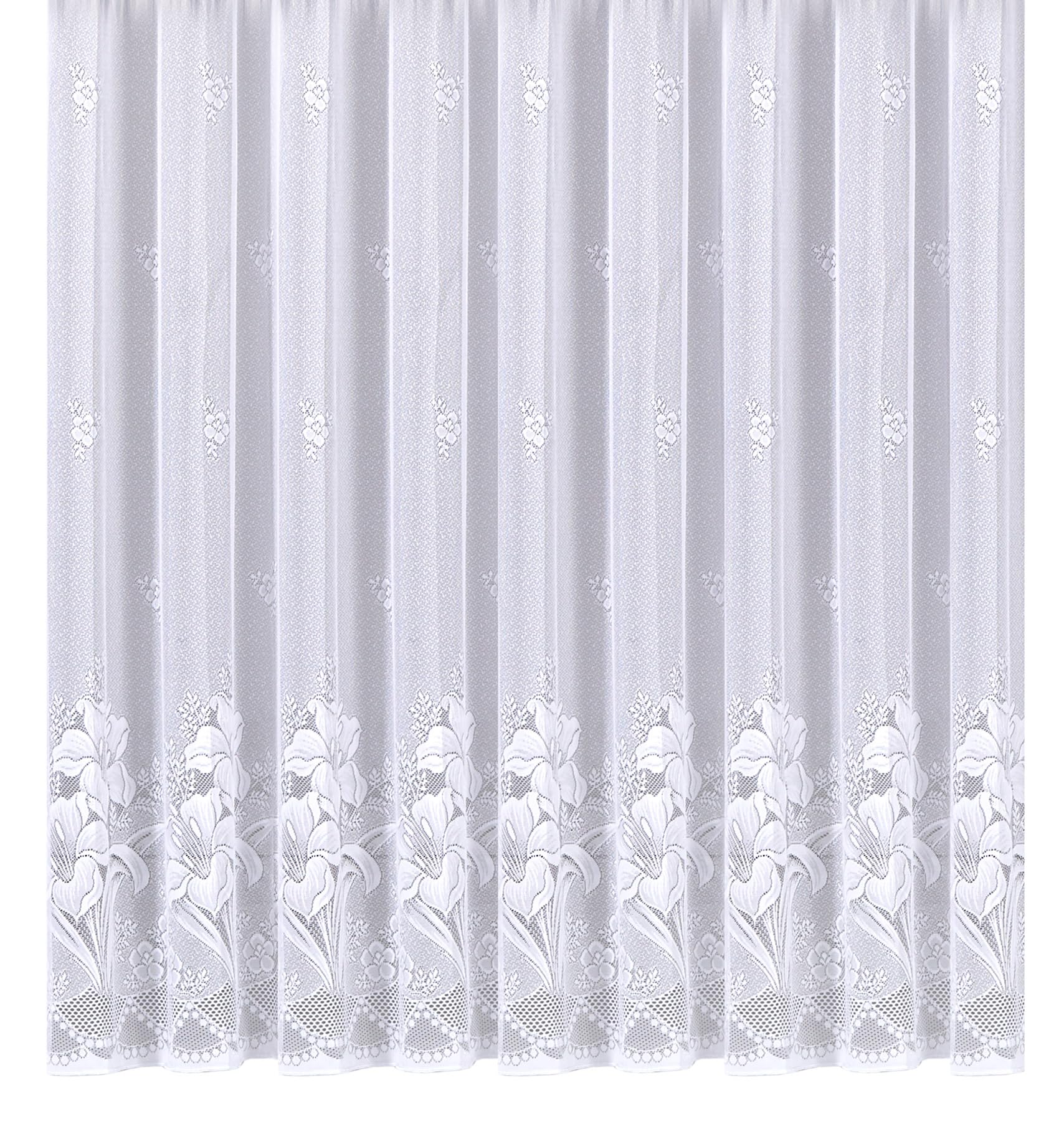 heimtexland Gardine Vorhang Jacquard Store mit Bleiband für schönen Fall weiß schönes Blumenmuster Allover mit Kräuselband/Universalschienenband HxB 175x450 cm für Fensterbreite 135-180 cm Typ43