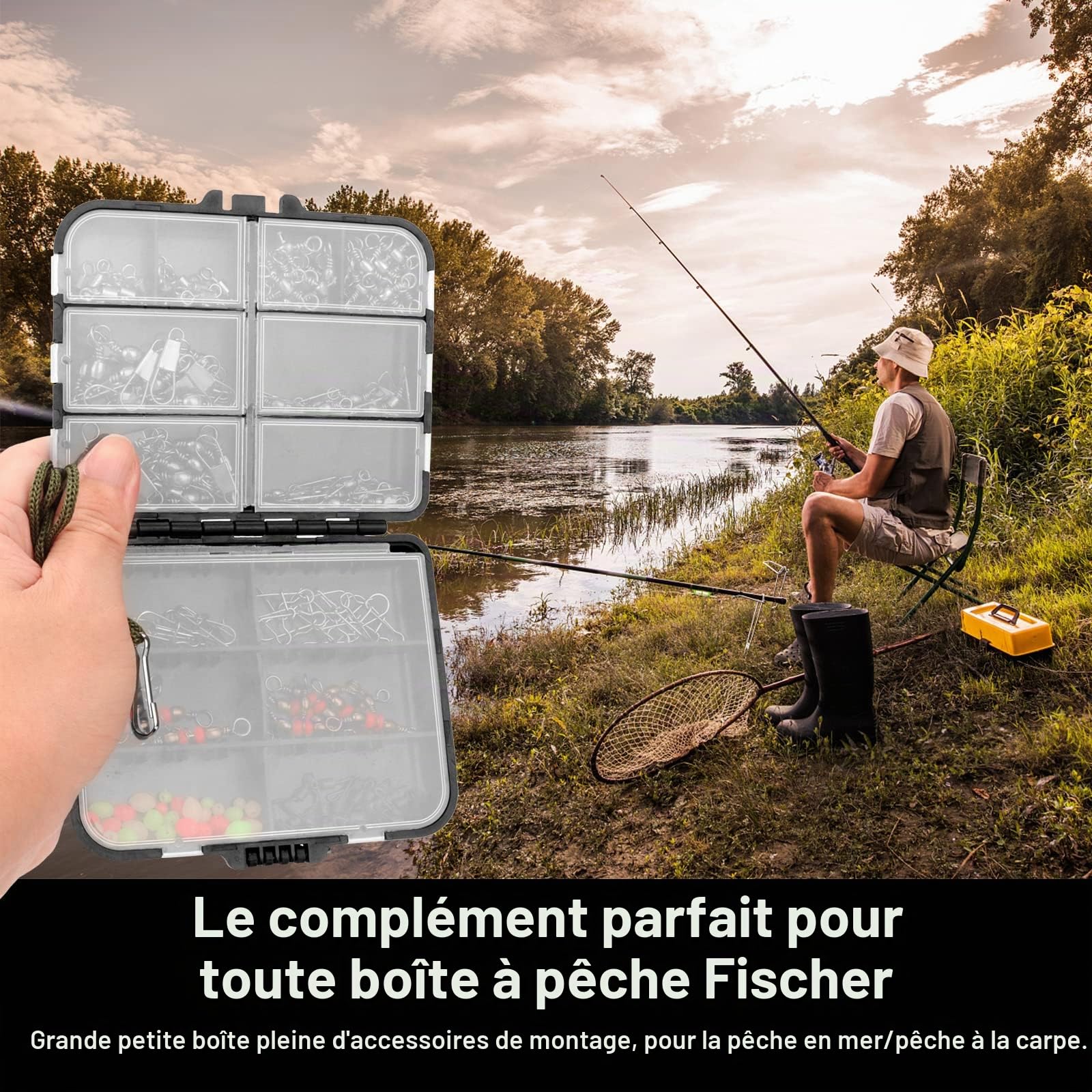 Realure Lot de 160 Pcs/boîte Peche en Mer Émerillon, Materiel de Peche avec Émerillon, Émerillon Kit de Peche, Emerillon Peche Mer, Accessoires de Pêche pour Surfcasting Mer, Eau salée Eau Douce