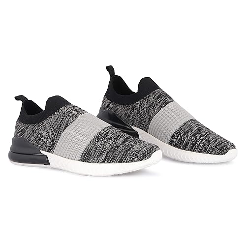 Mens Breathable Knitted Slip-On Socks Shoes for Running, Training and Walking Black JACS002025