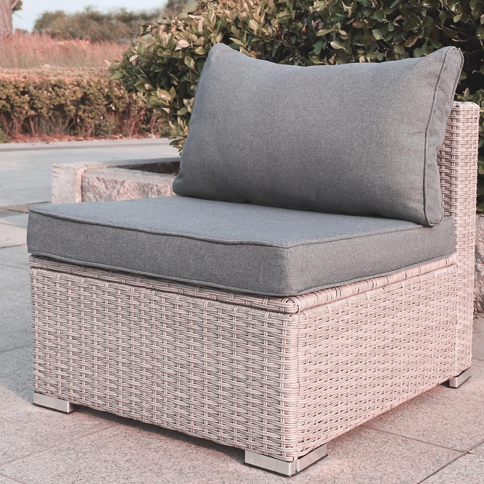 Gartenmöbel Lounge Set| 3-7 Personen viele Modelle| inkl. extra Dicke Kissen | Outdoor Loungemöbel Sitzgruppe Essgruppe Garnitur | Beige/Dunkelgrau