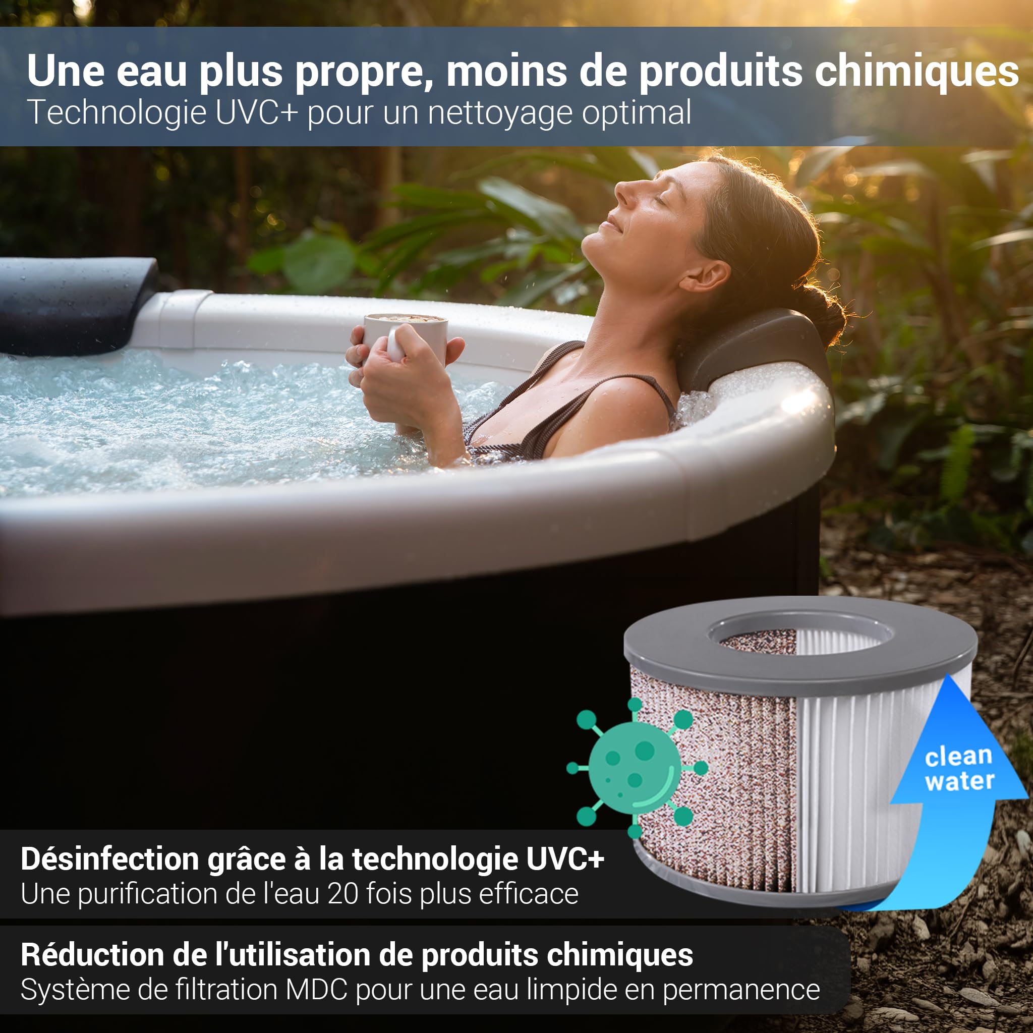 Miweba Whirlpool MSpa Denver à paroi Rigide | Spa 6 Personnes Ø182x70 cm
