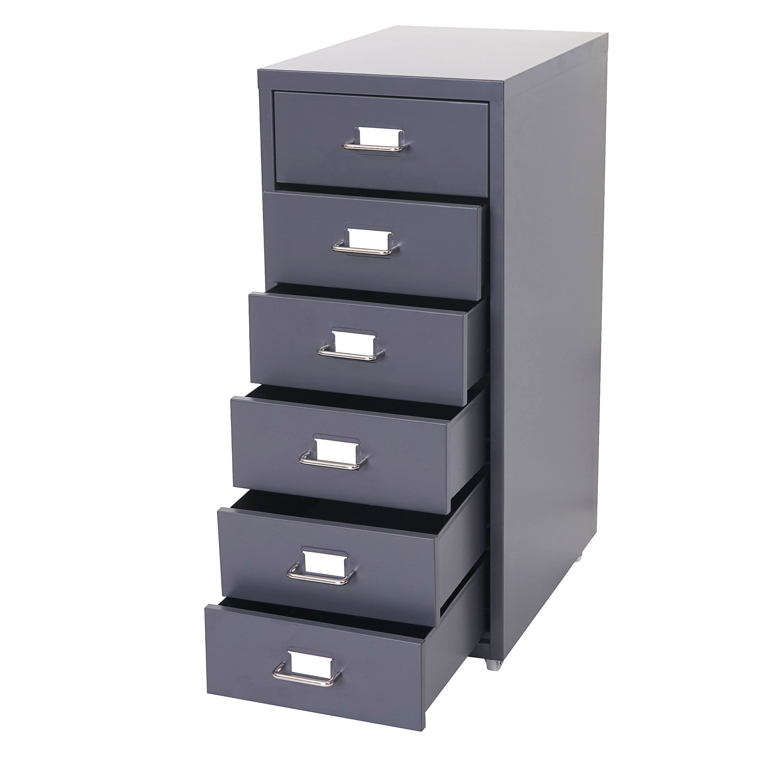 Mendler Cassettiera classificatore ufficio mobile Boston T851 con ruote 6 cassetti 69x28x41cm - antracite