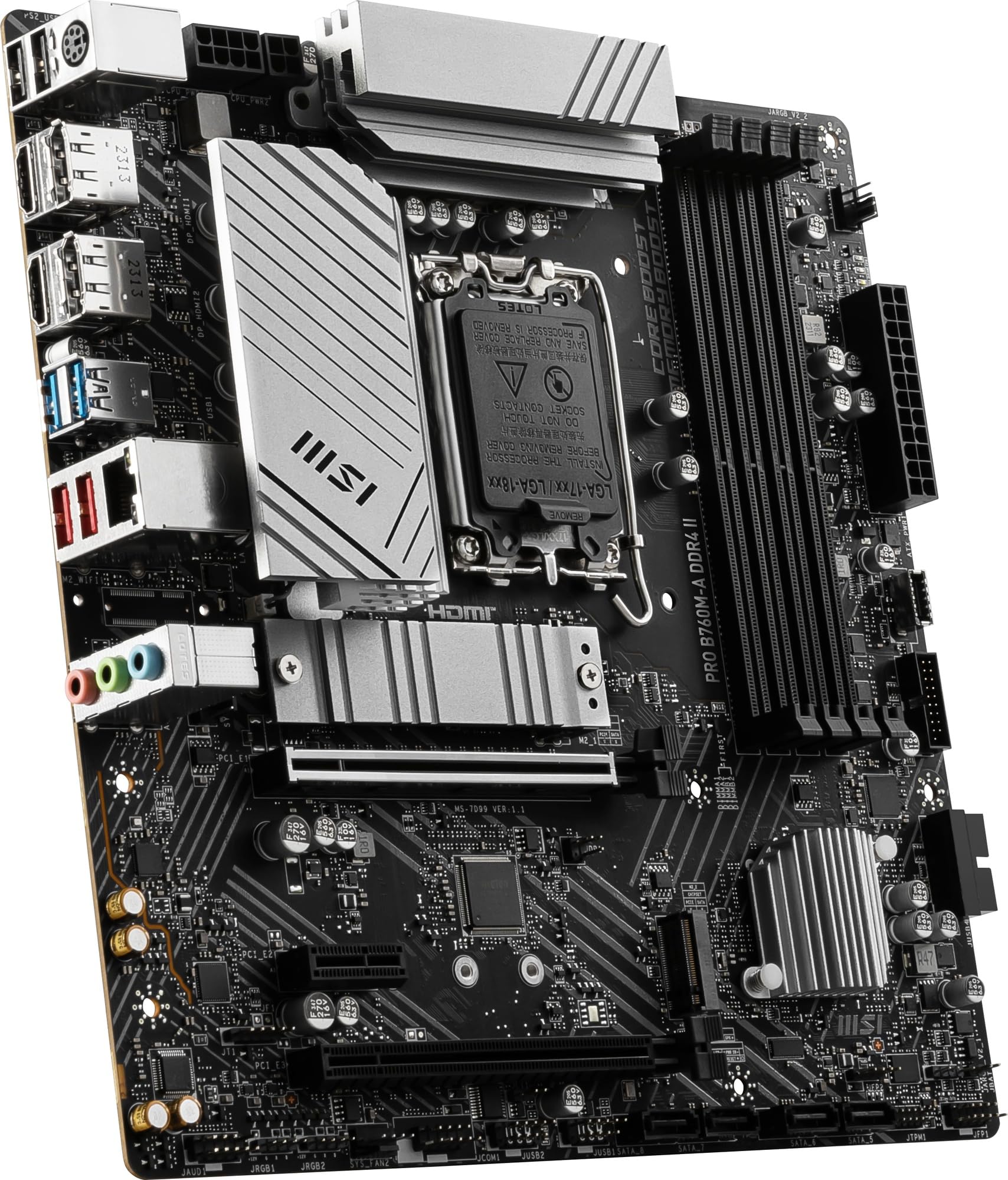 MSI MB6318 Pro B760M-A Carte mère DDR4 II 14/13/12e génération Intel CPU (LGA1700) [Jeu Confortable sur PC Homebrew Blanc] [B760 intégré]