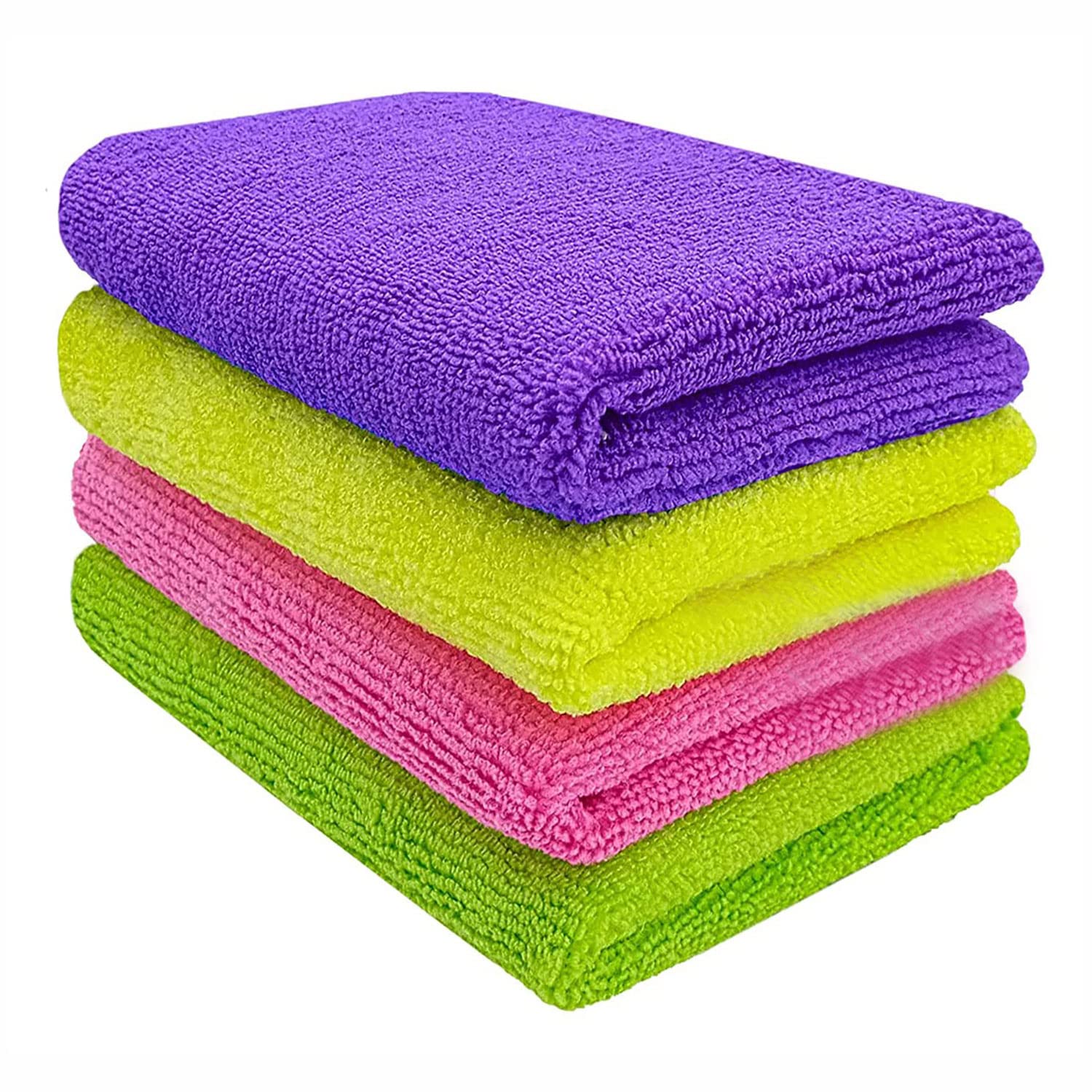 4Pc Microfiber Cleaning Cloths | Highly Absorbent Cleaning Supplies | Lint Free Cloths for Multiple Use | Powerful Dust Removal Cleaning Rags for House, Kitchen, Car Care | 40x40cm